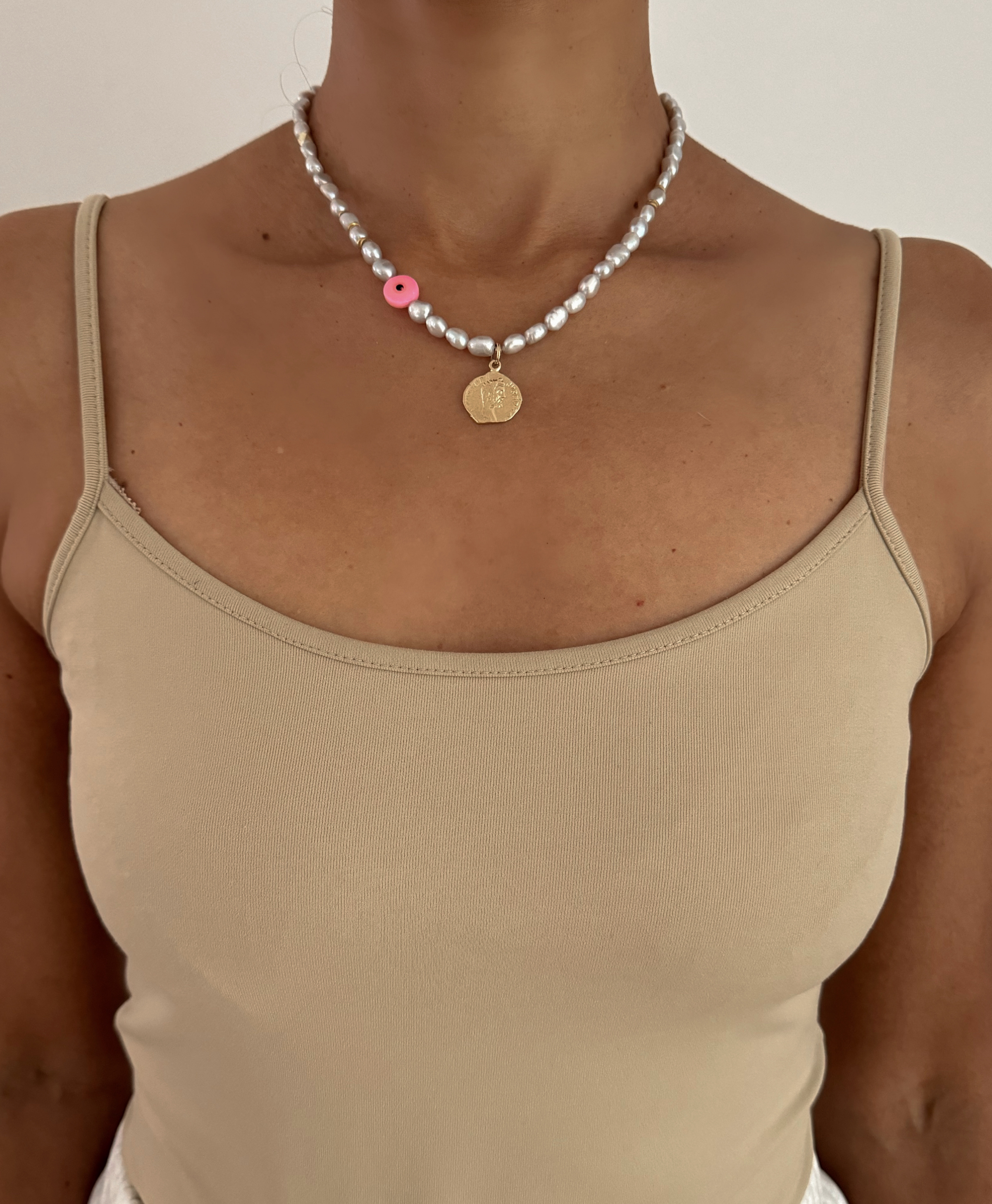 Proteji Pearl Gold Filled Coin Pendant Necklace
