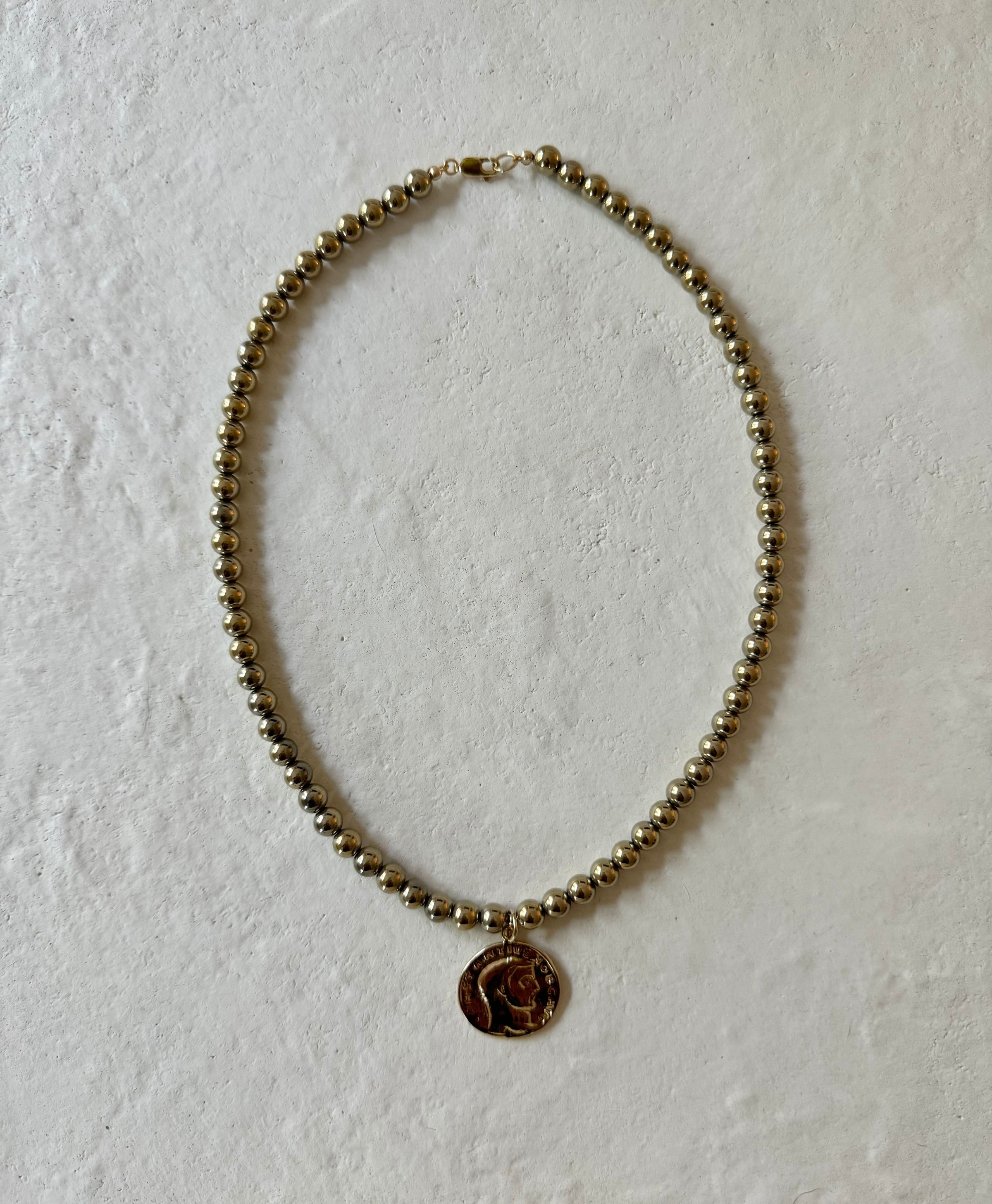 Romni Pyrite Gold Filled Coin Pendant Necklace