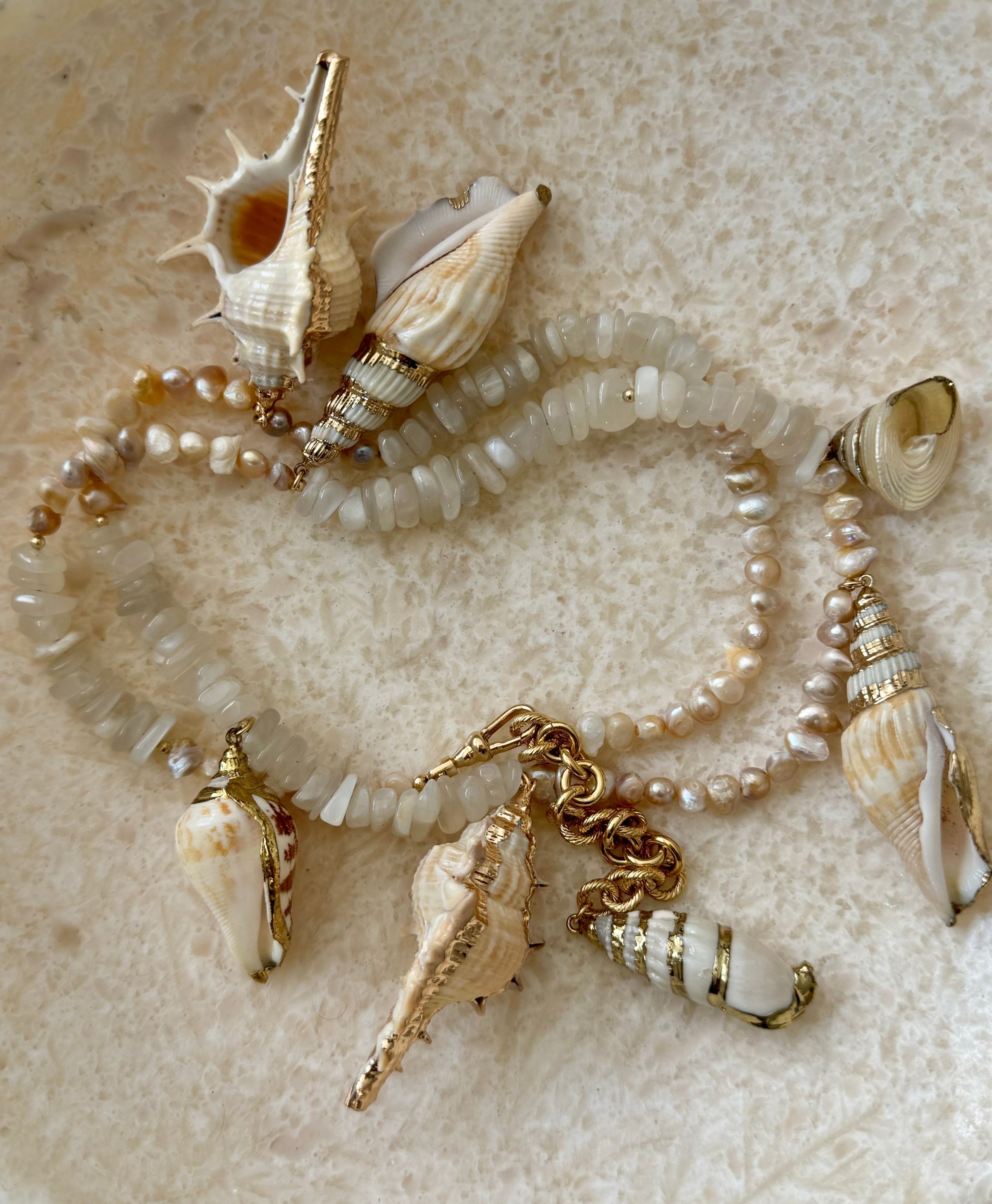 Grethia Pearl Mother of Pearl Shell Belly Chain