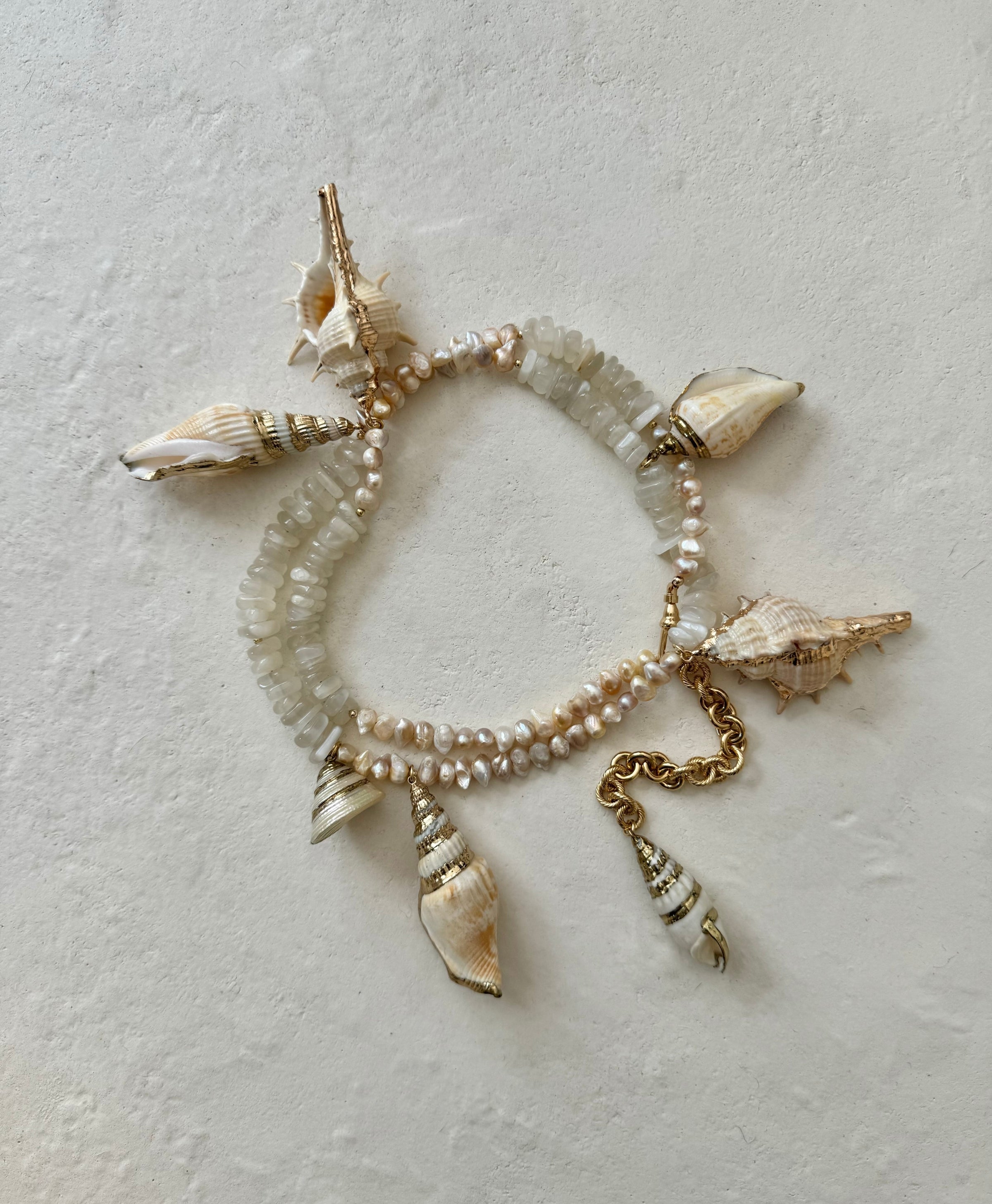 Grethia Pearl Mother of Pearl Shell Belly Chain