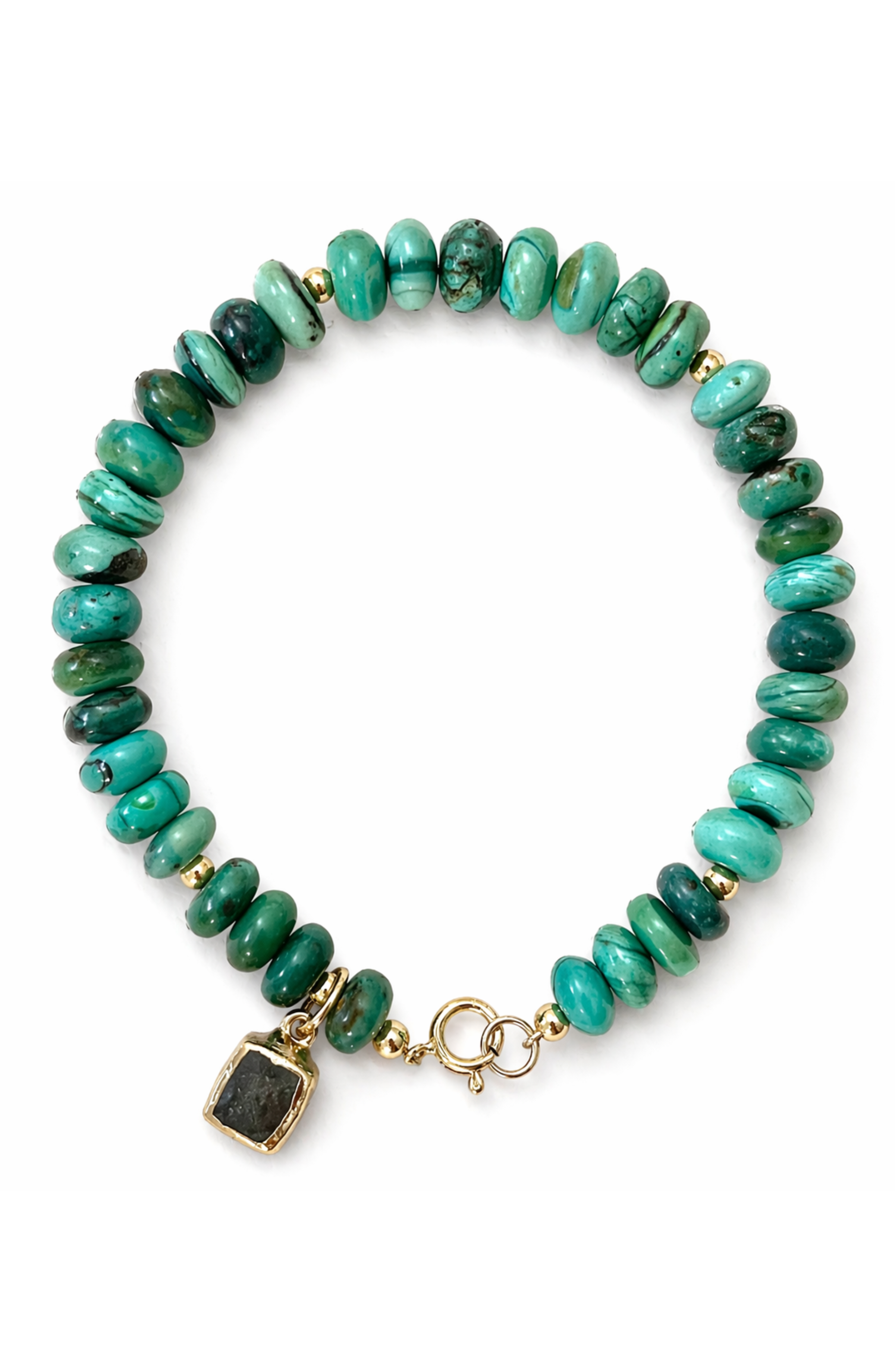 Discrez Blue Green Chryscolla Onyx Cube Charm Bracelet