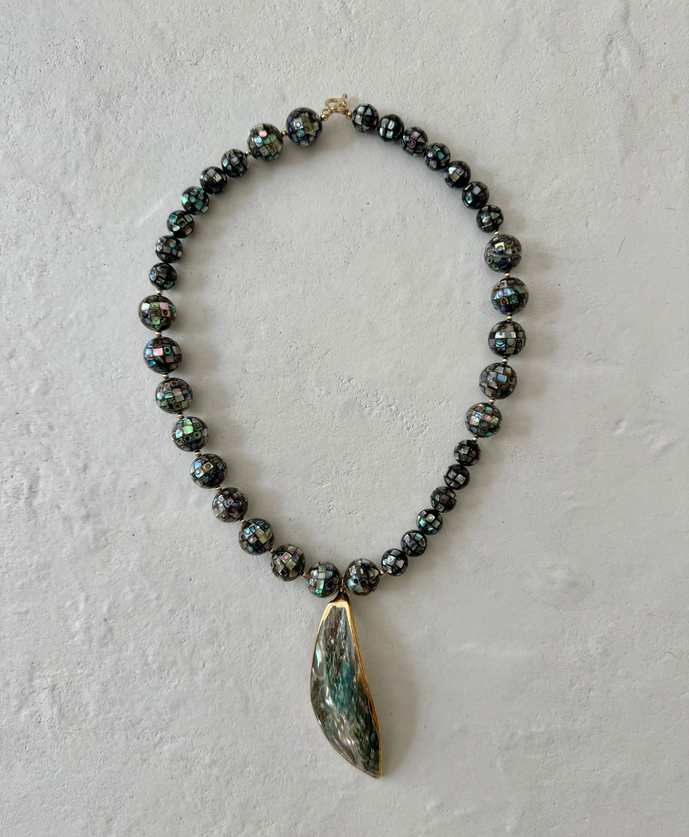 Mosaic Green Abalone Necklace