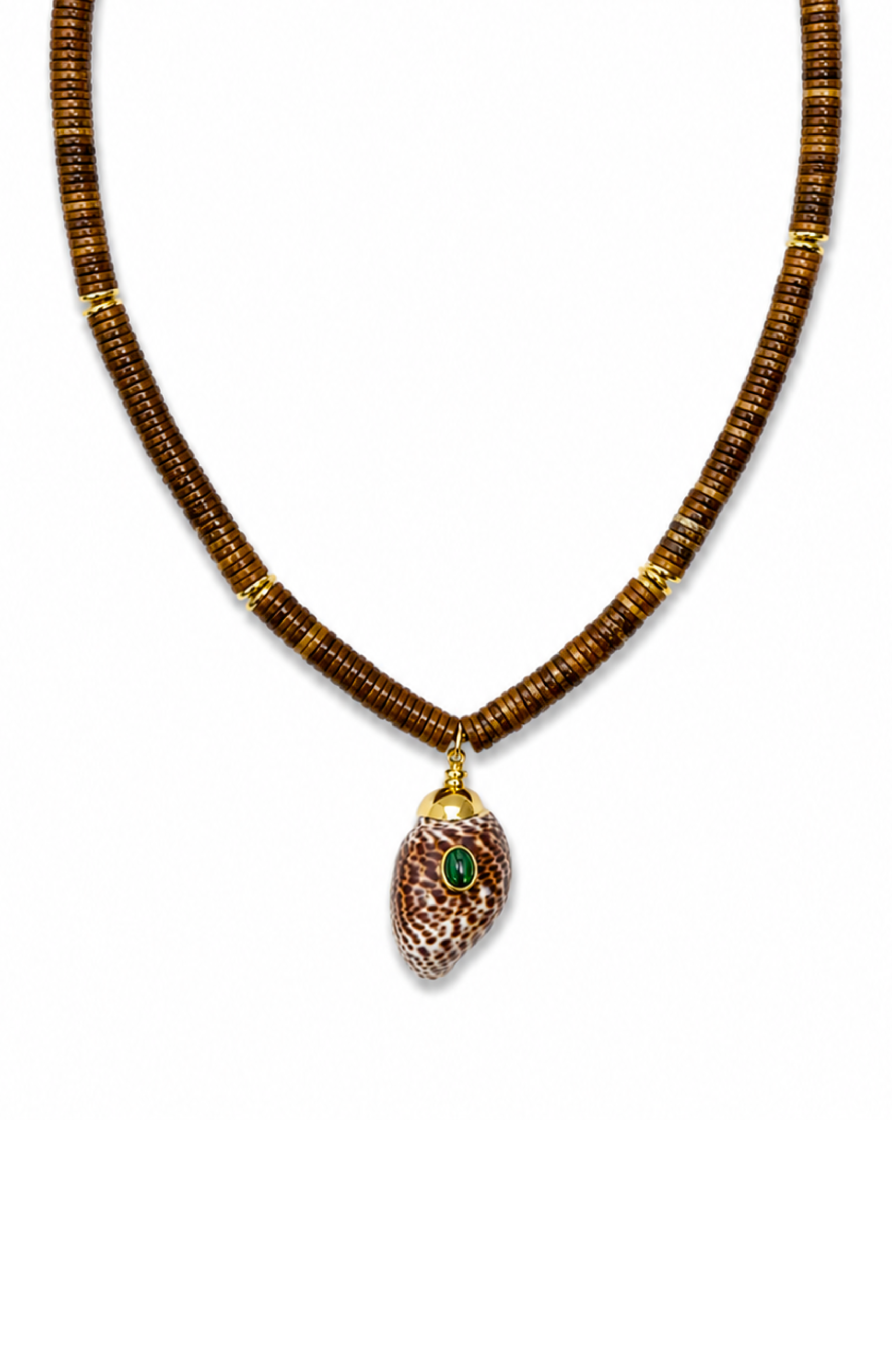 Cala Jasper Necklace with Cowrie Shell Pendant