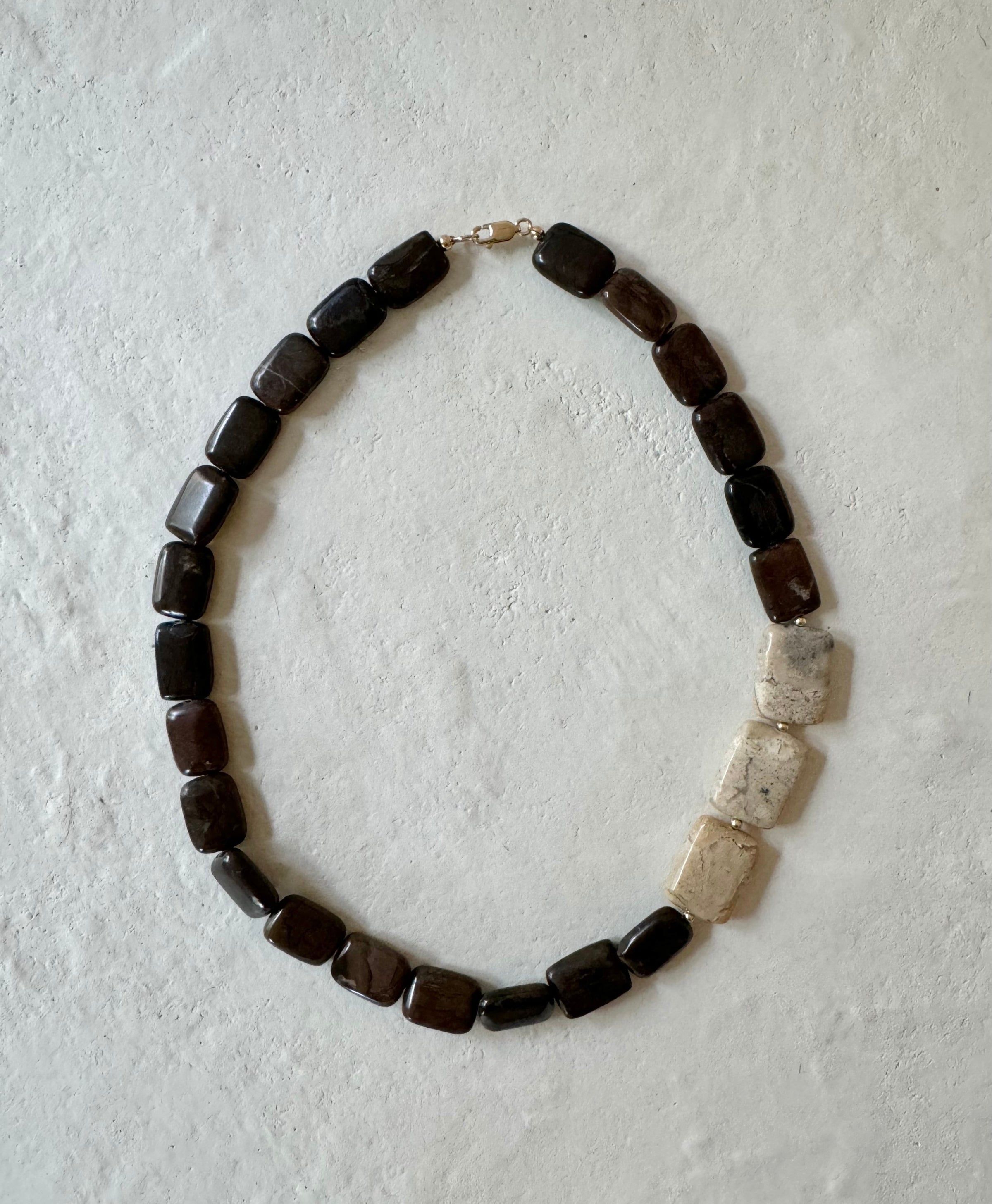 Braze White Opal Natural Bonzite Necklace