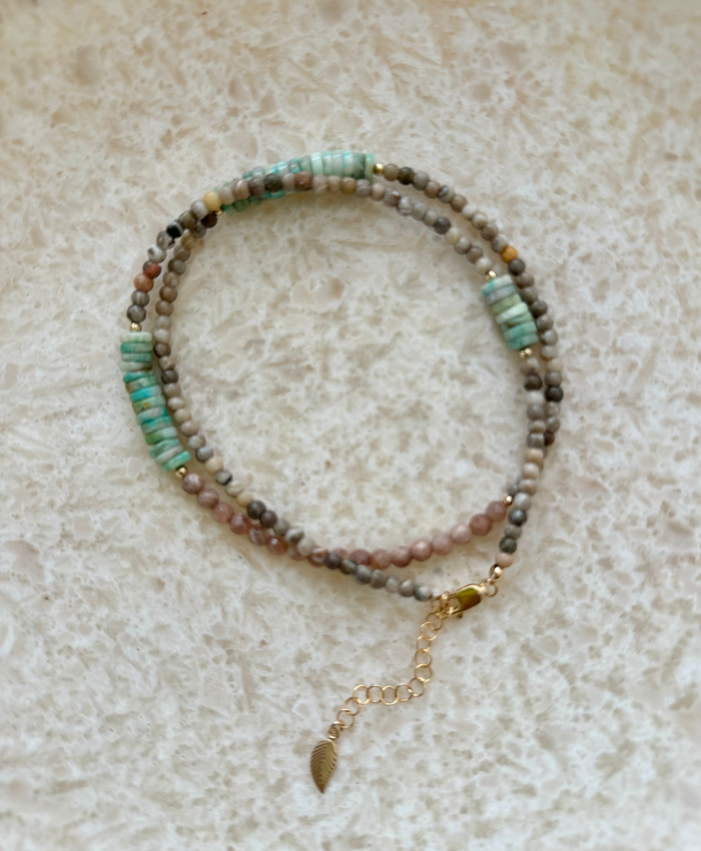 Indi Coral Turquoise Double Wrap Anklet