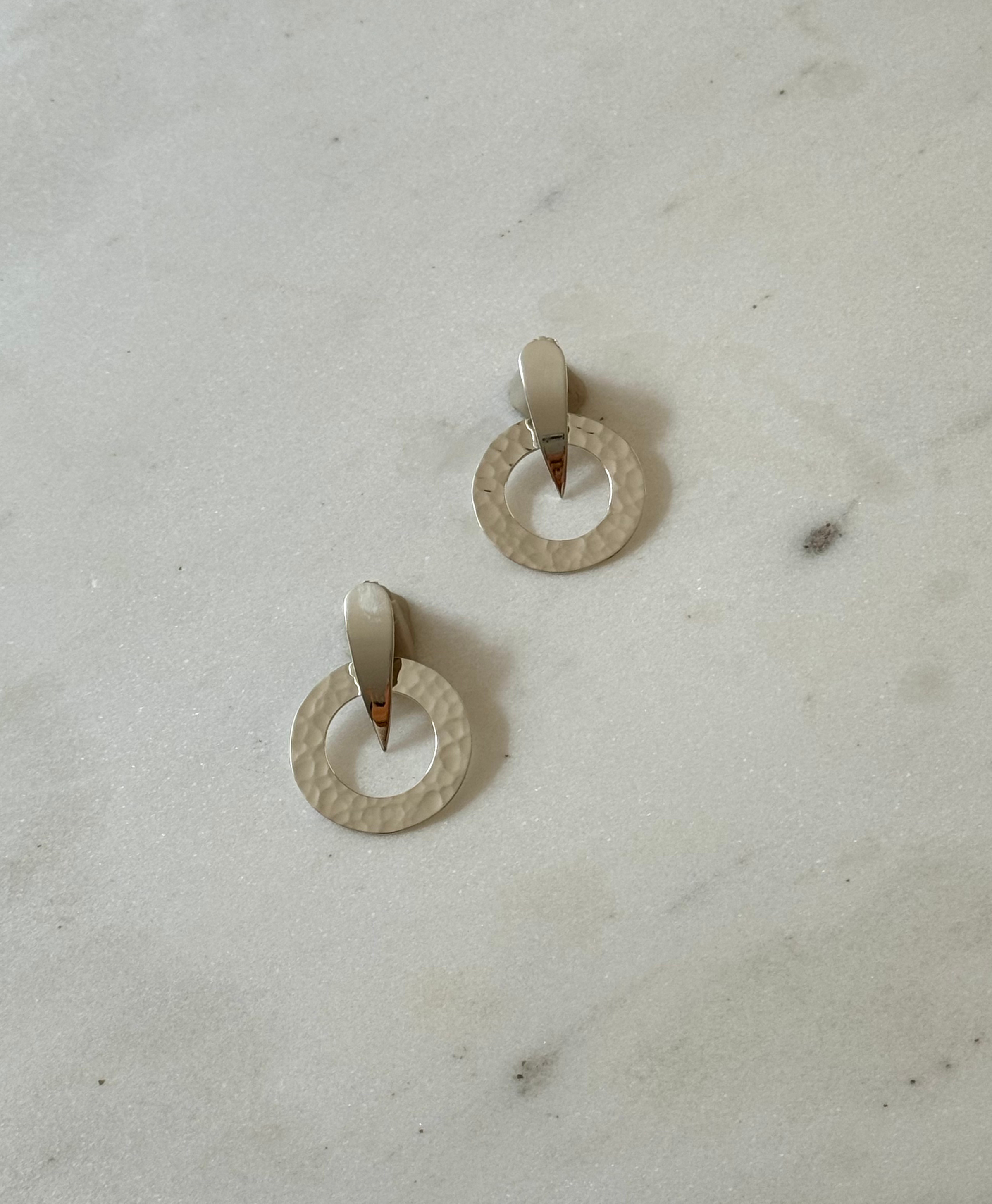 Astro Sterling Silver Hammered Metal Hoops