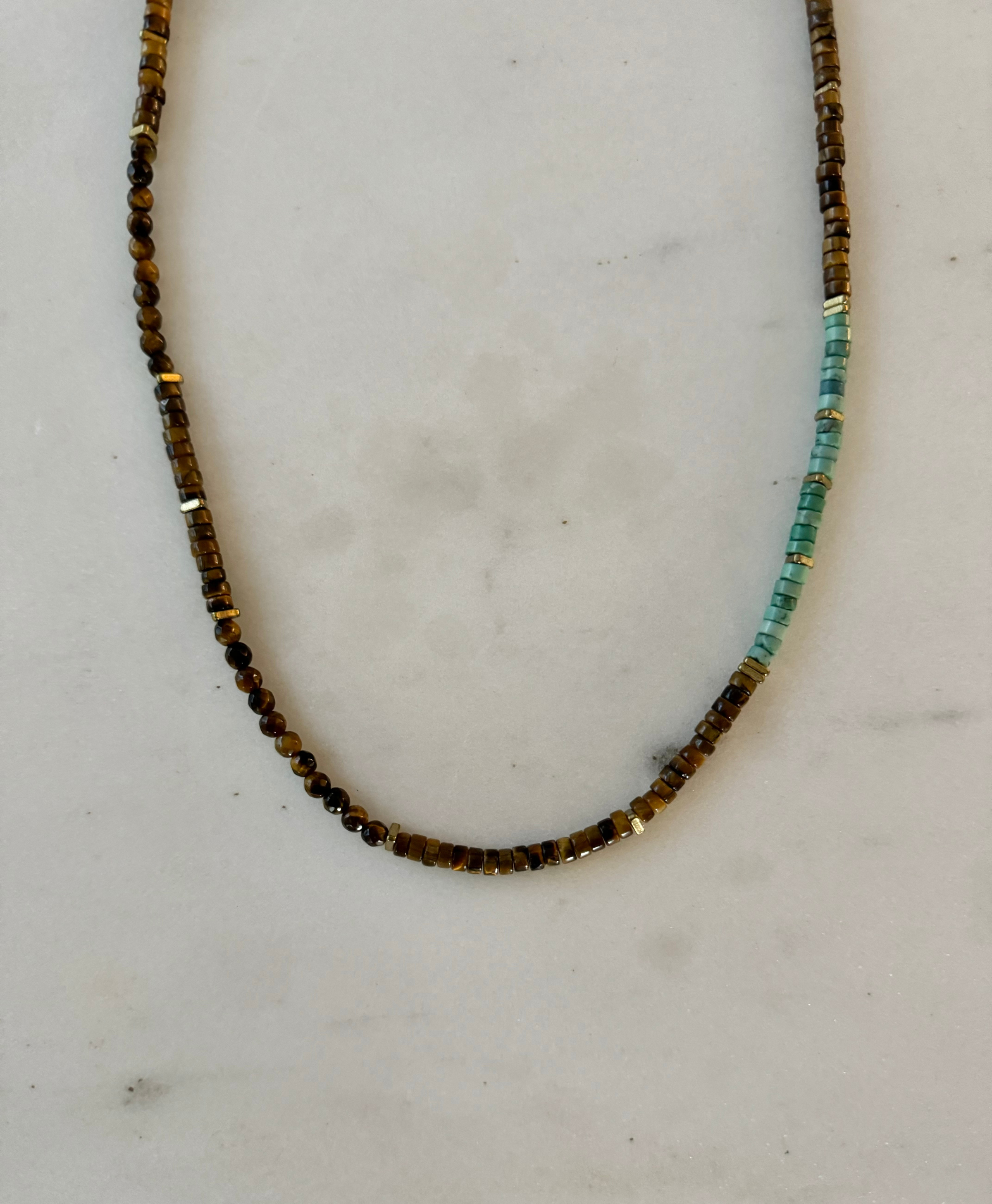 Kike Tigers Eye Turquoise Necklace
