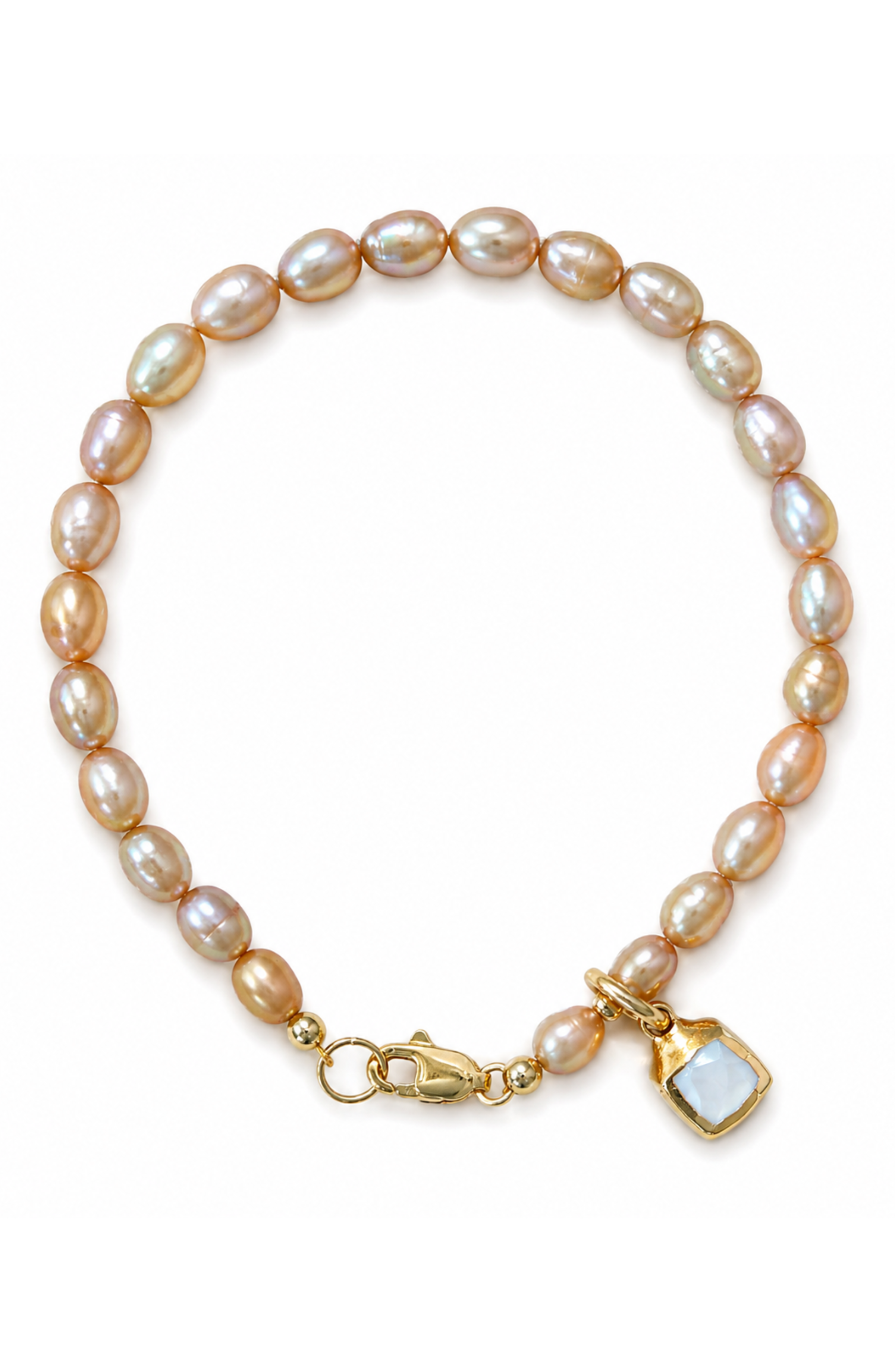 Cubo Pearl Quartz Cube Charm Bracelet