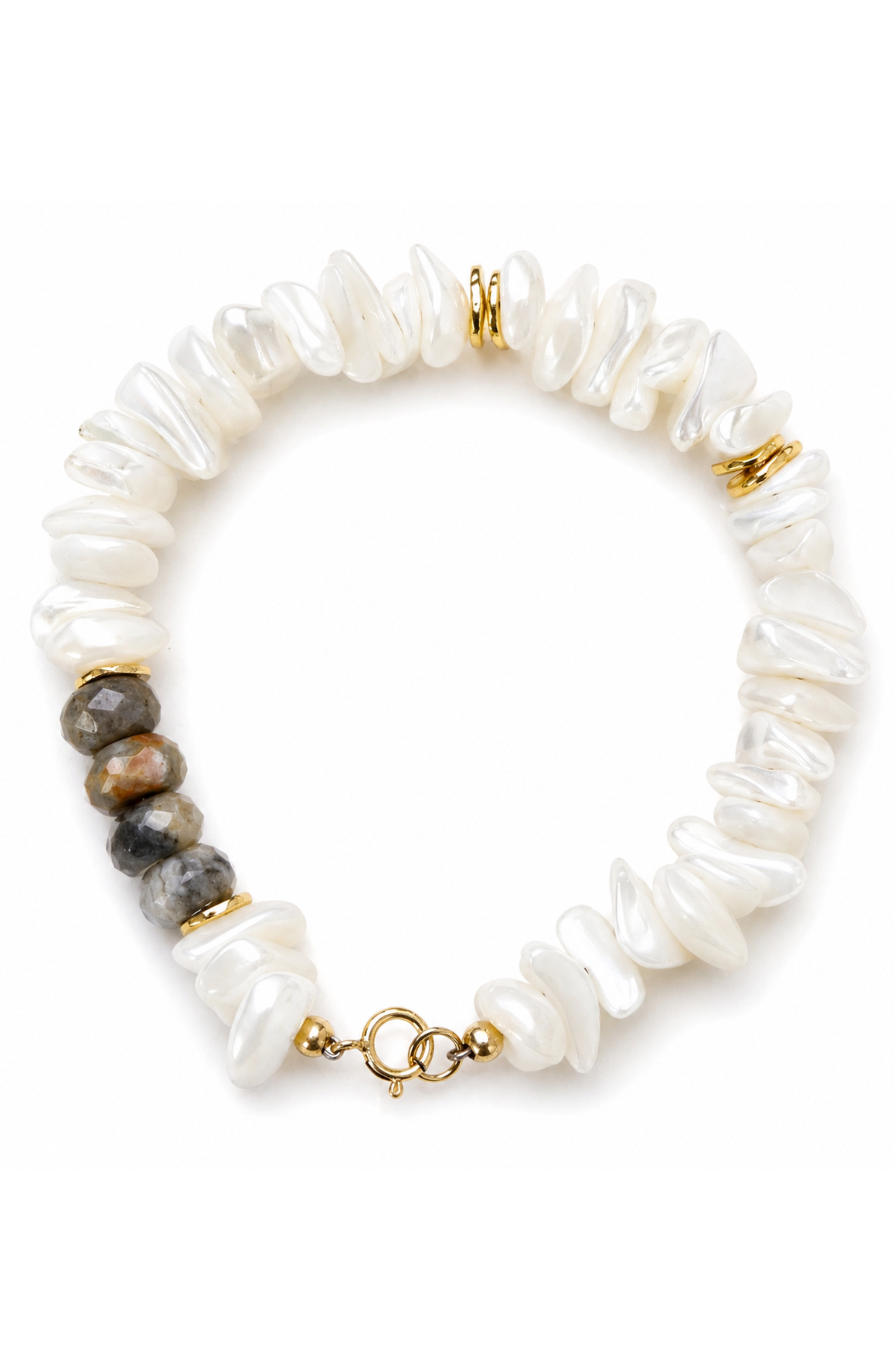 Clavel Mother of Pearl Crazy Lace Agate Bracelet