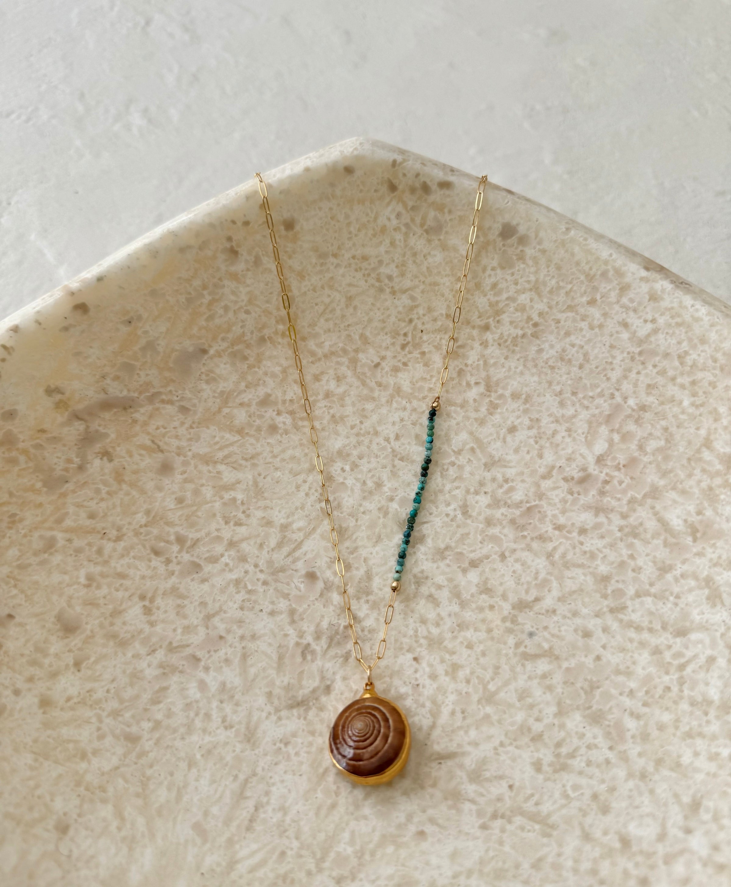 Barea Gold Filled Shell Turquoise Necklace