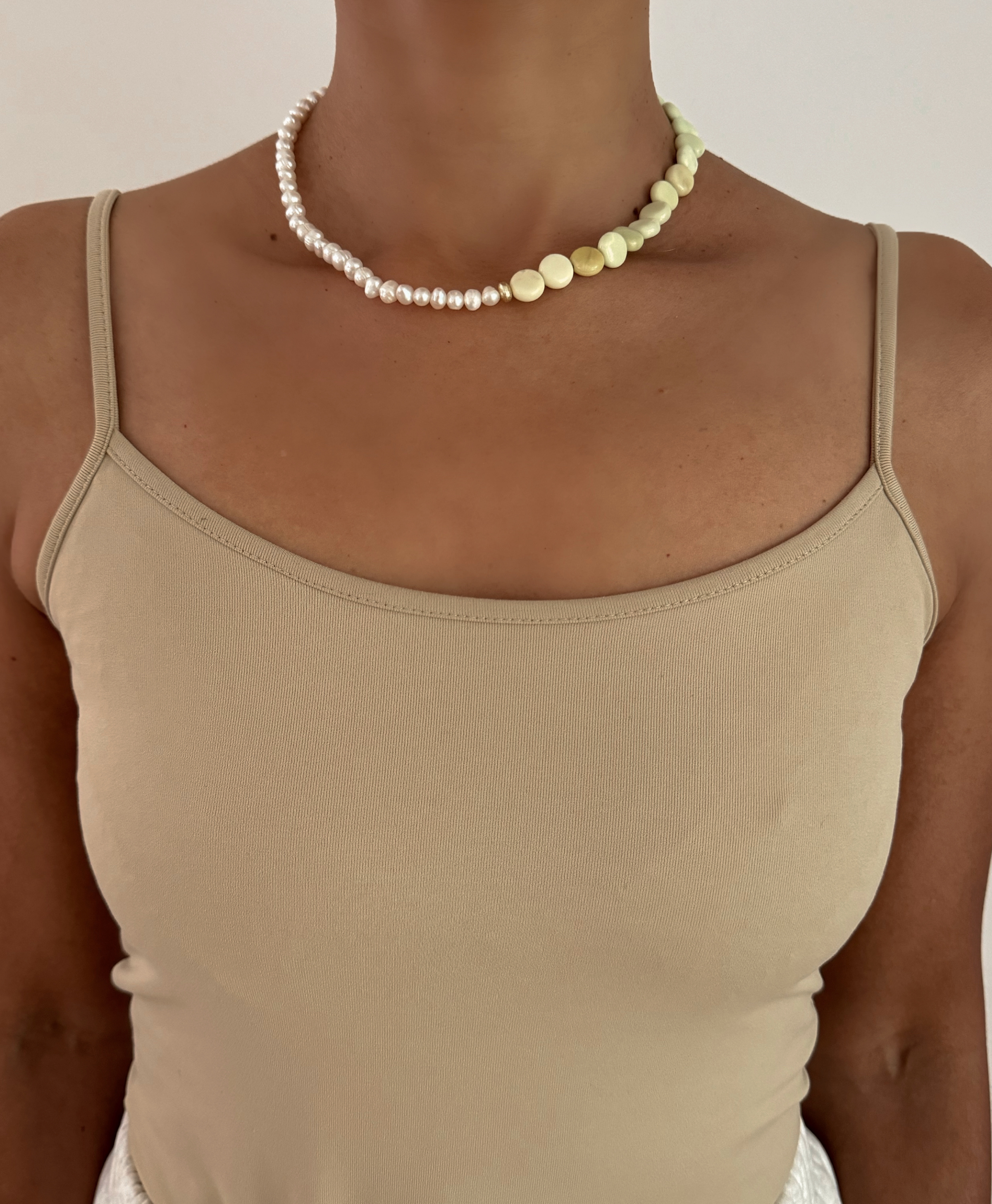 Crysto Pearl Lemon Chrysoprase Necklace