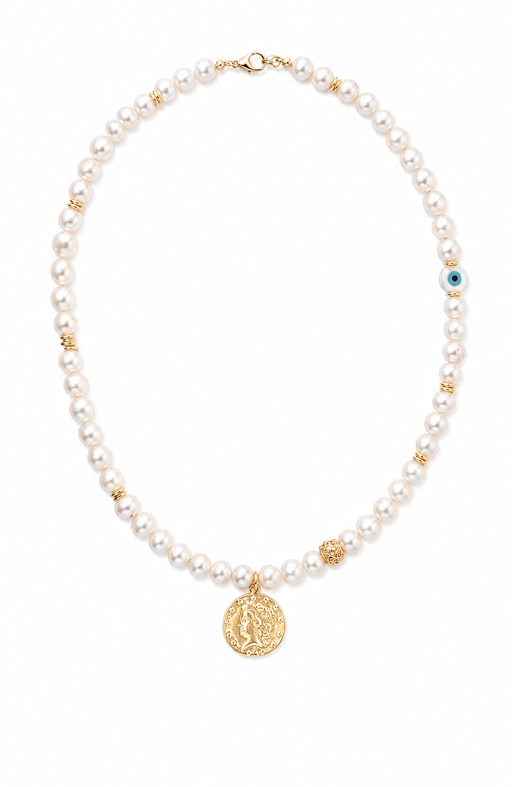 Asiya Pearl Gold Filled Coin Pendant Necklace