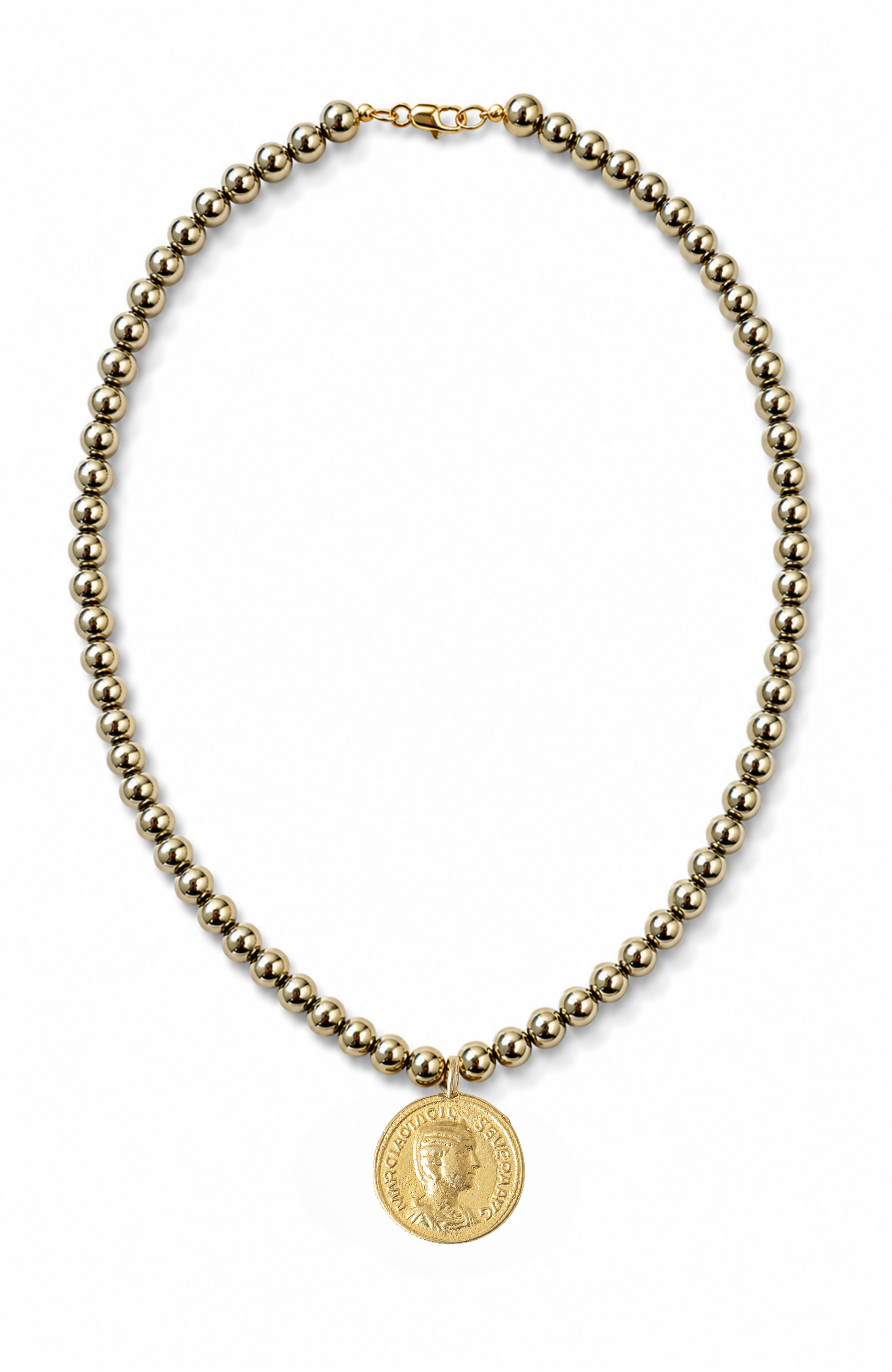 Romni Pyrite Gold Filled Coin Pendant Necklace