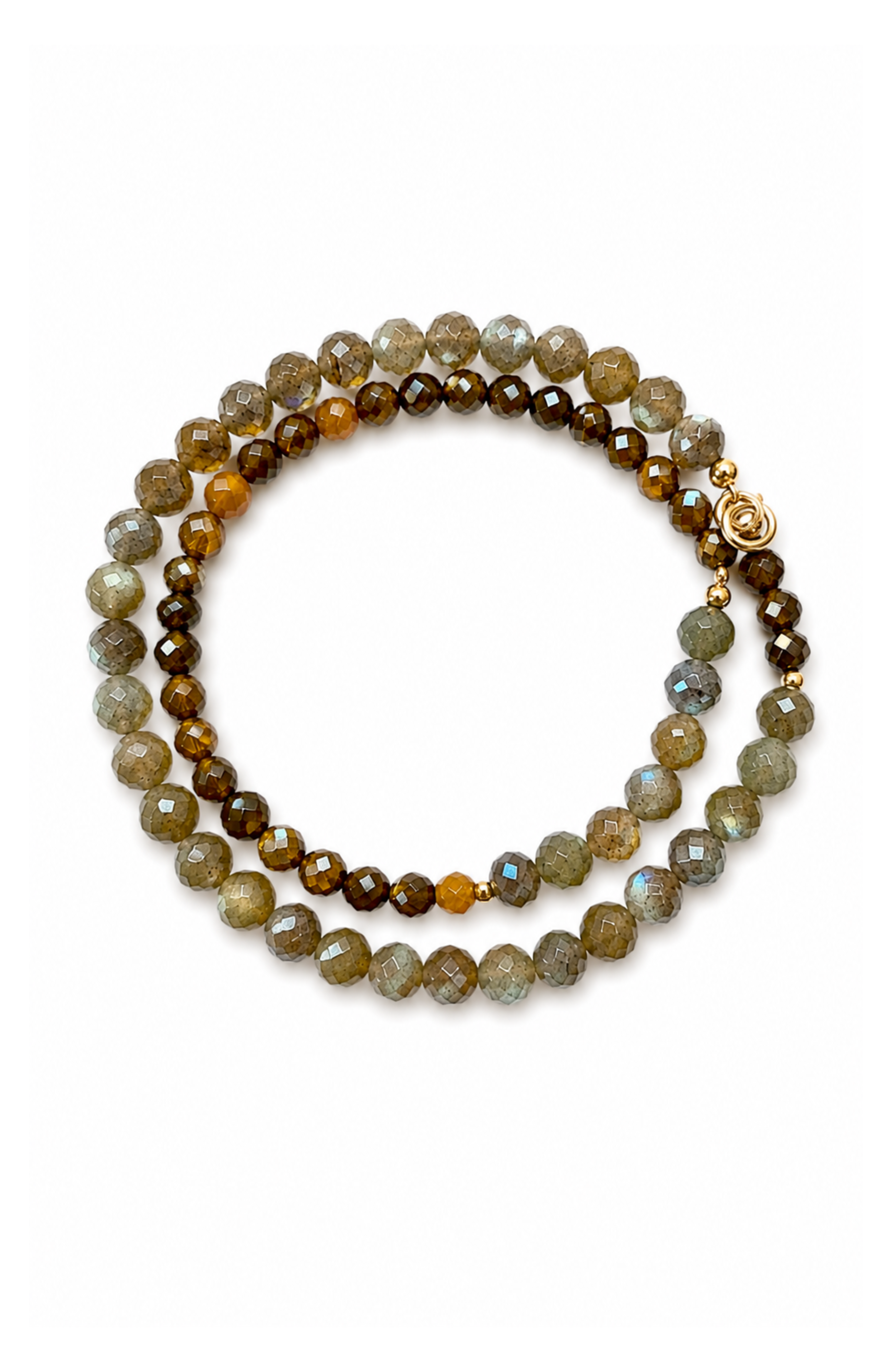 Dizre Labradorite Tiger Eye Double Wrap Bracelet