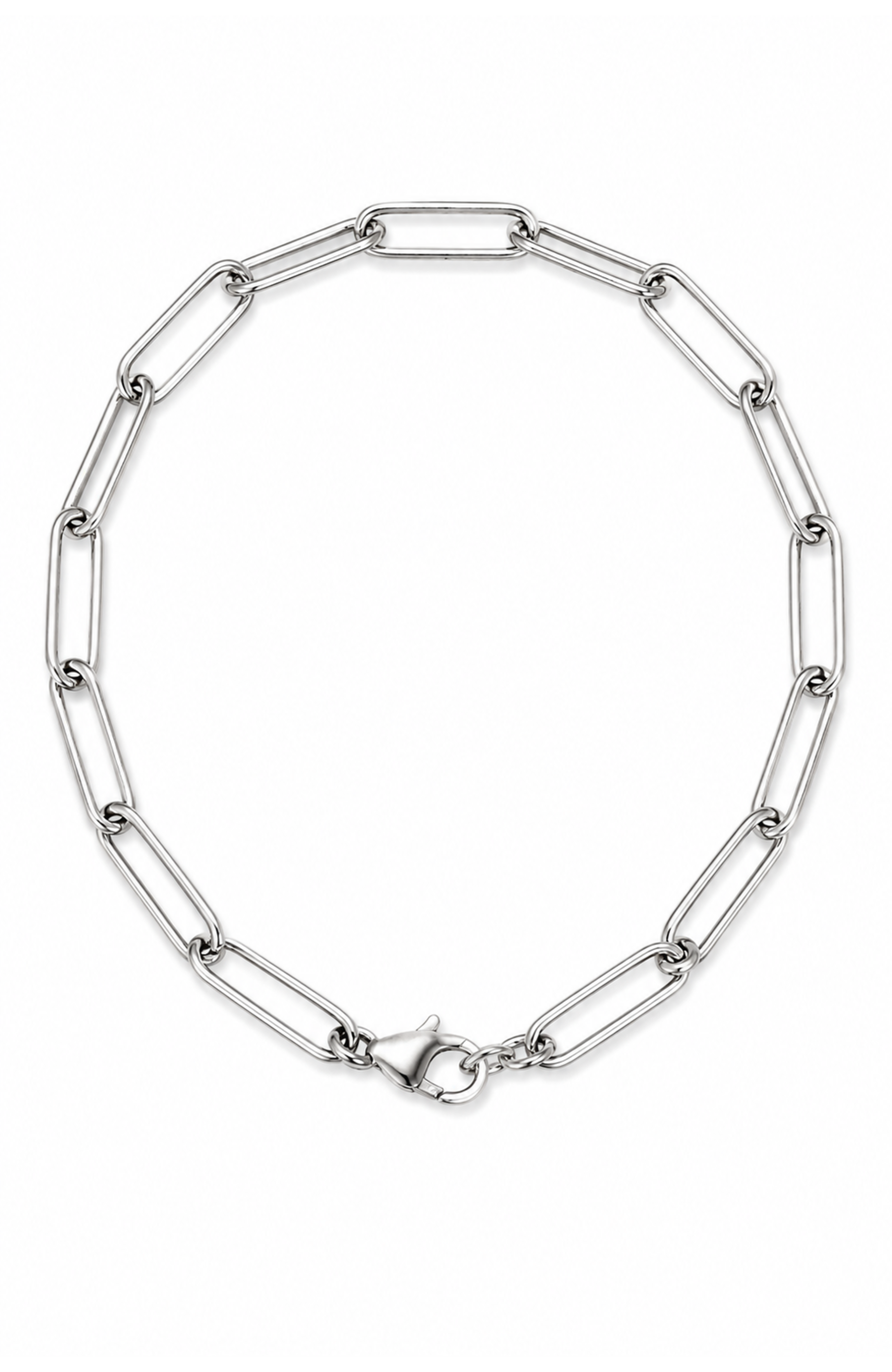 Gabo Rhodium Sterling Silver Paperclip Link Cable Chain