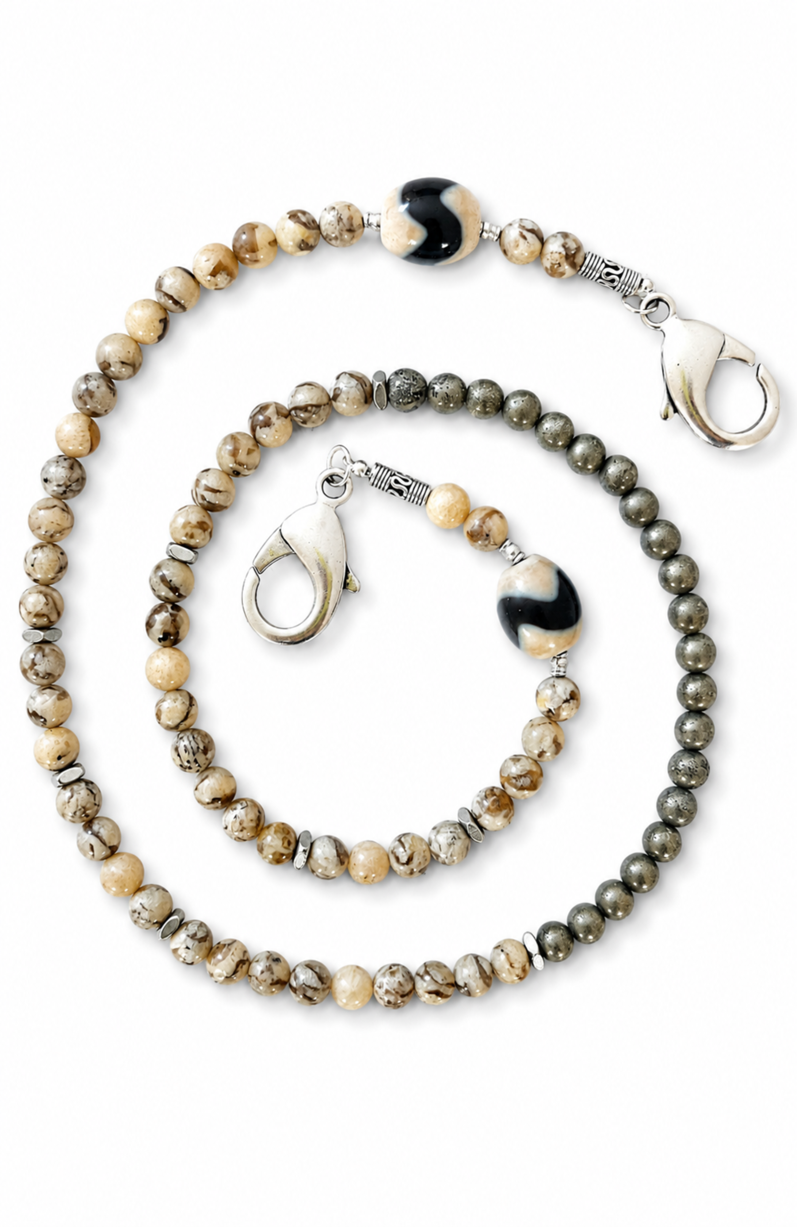 Juno Pyrite and Fossil Coral Pants Chain