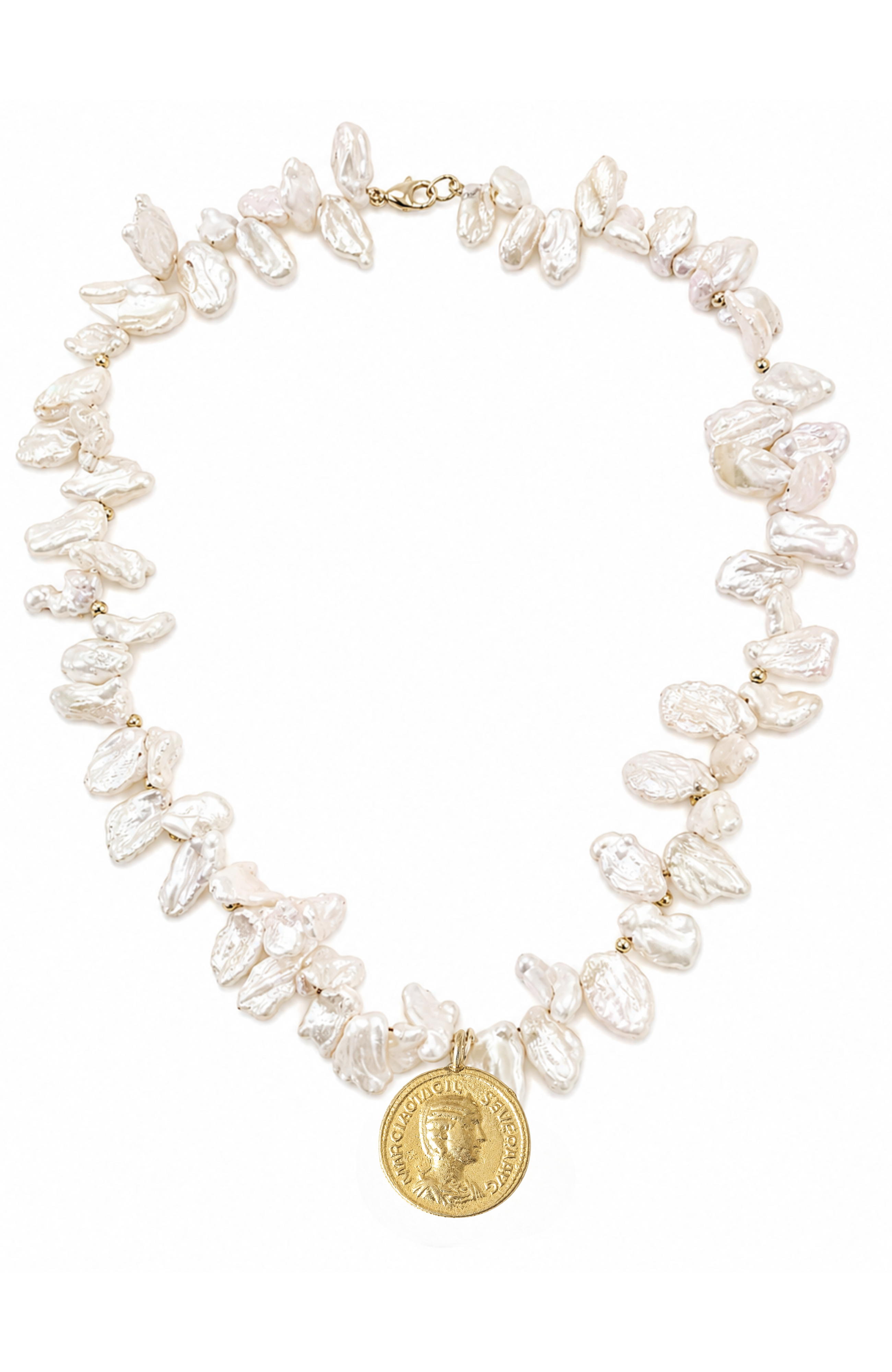 Pieza Pearl Gold Filled Coin Necklace