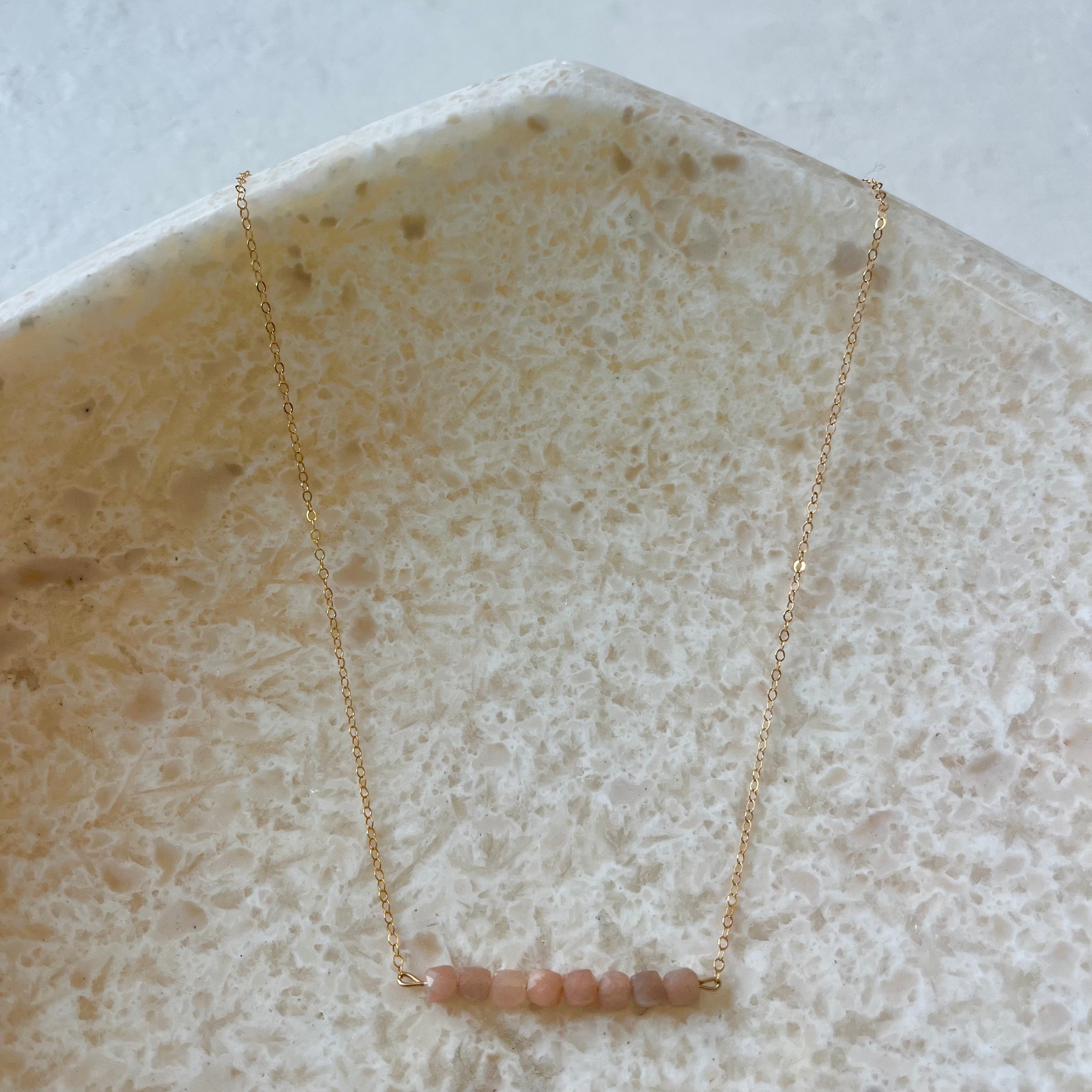 Rozque Rose Quartz Love Bar Necklace