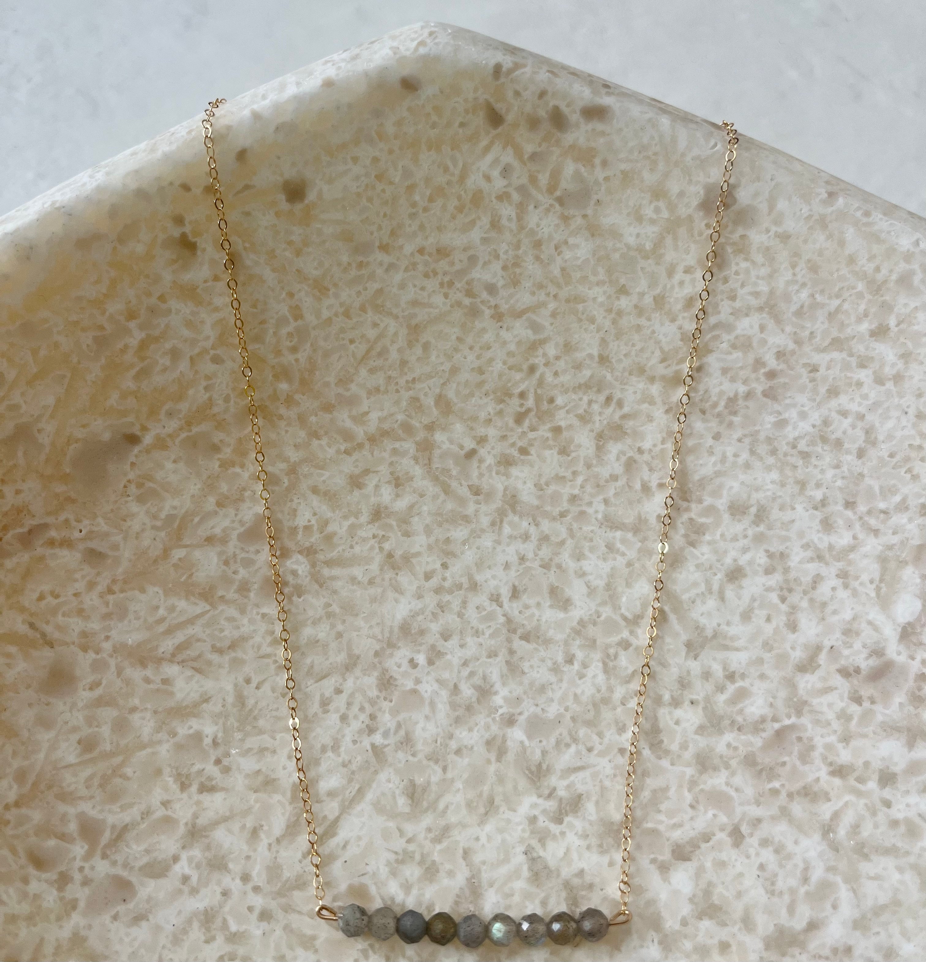 Dorite Labradorite Change Bar Necklace