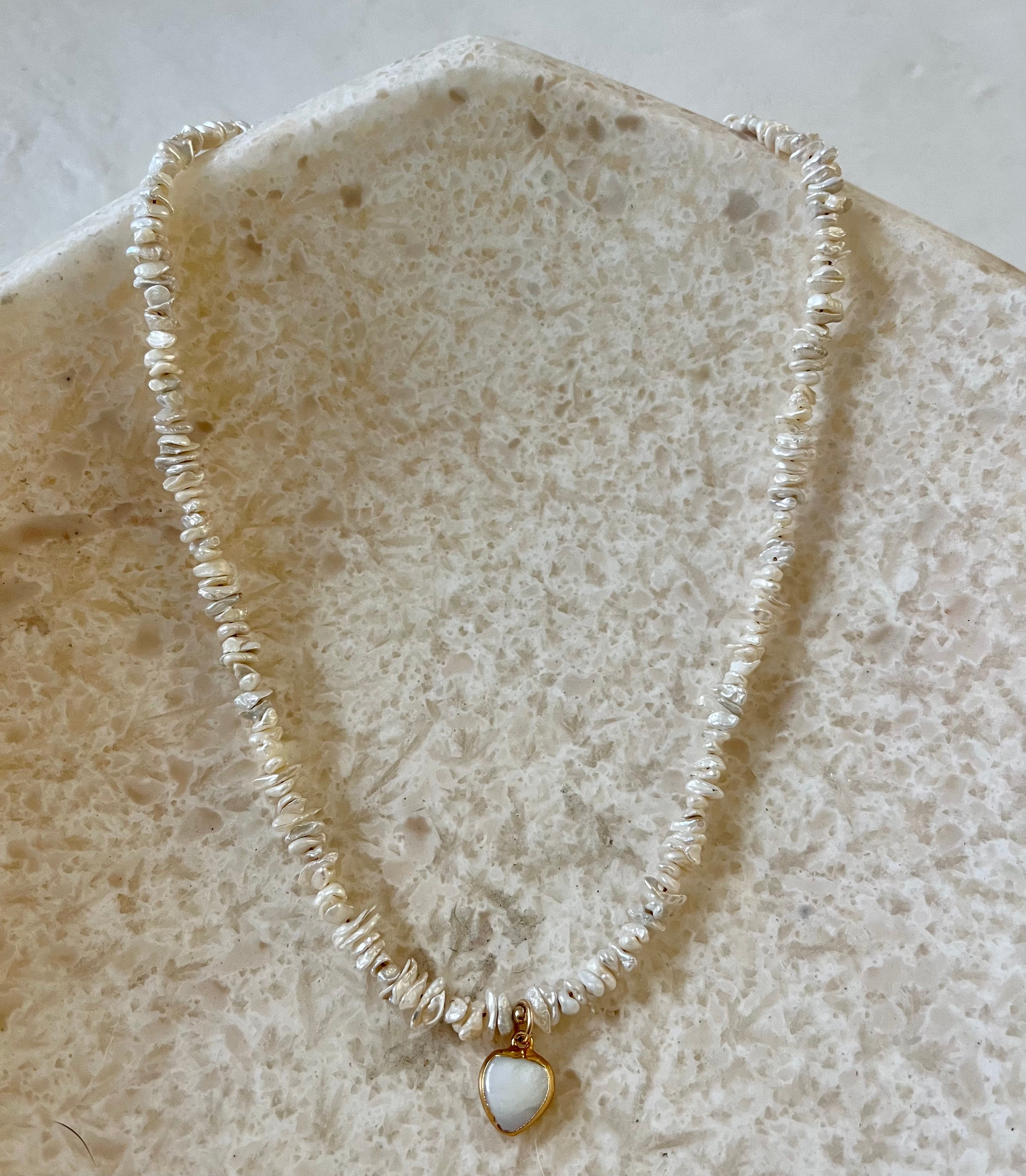 Amorz Mother of Pearl Heart Pendant Necklace