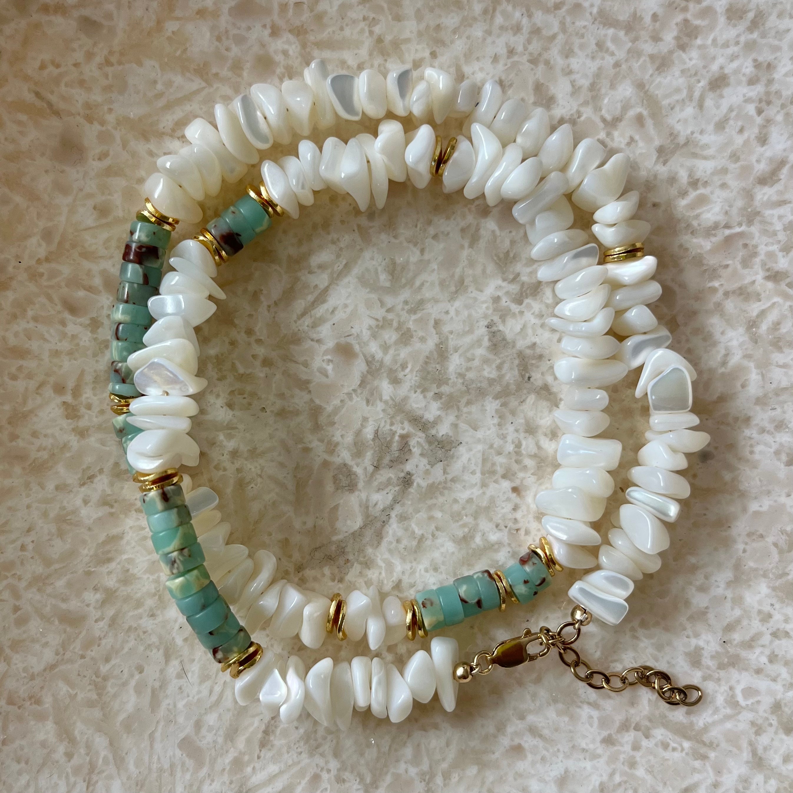 Esfuma Mother of Pearl Turquoise Anklet/Necklace