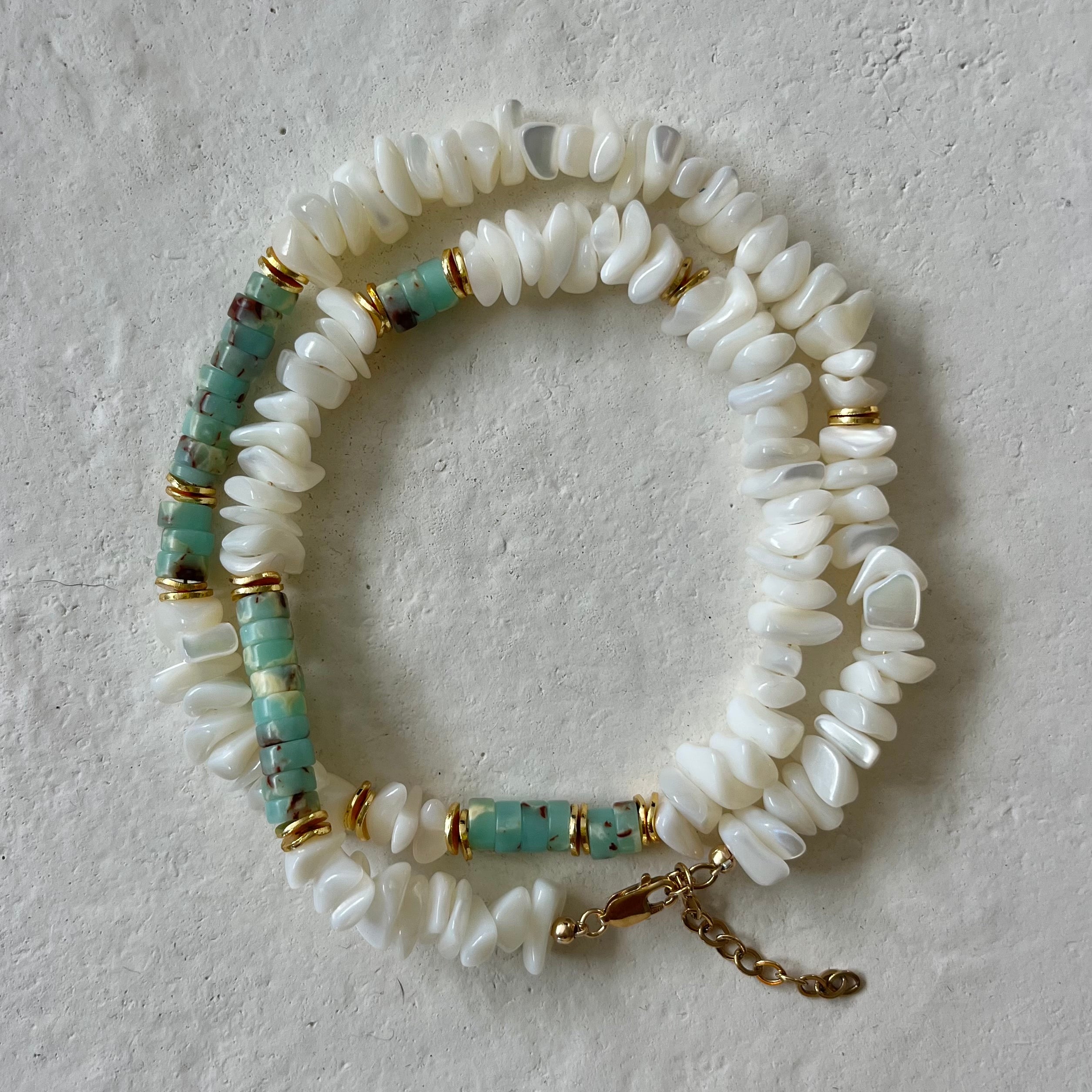 Esfuma Mother of Pearl Turquoise Anklet/Necklace