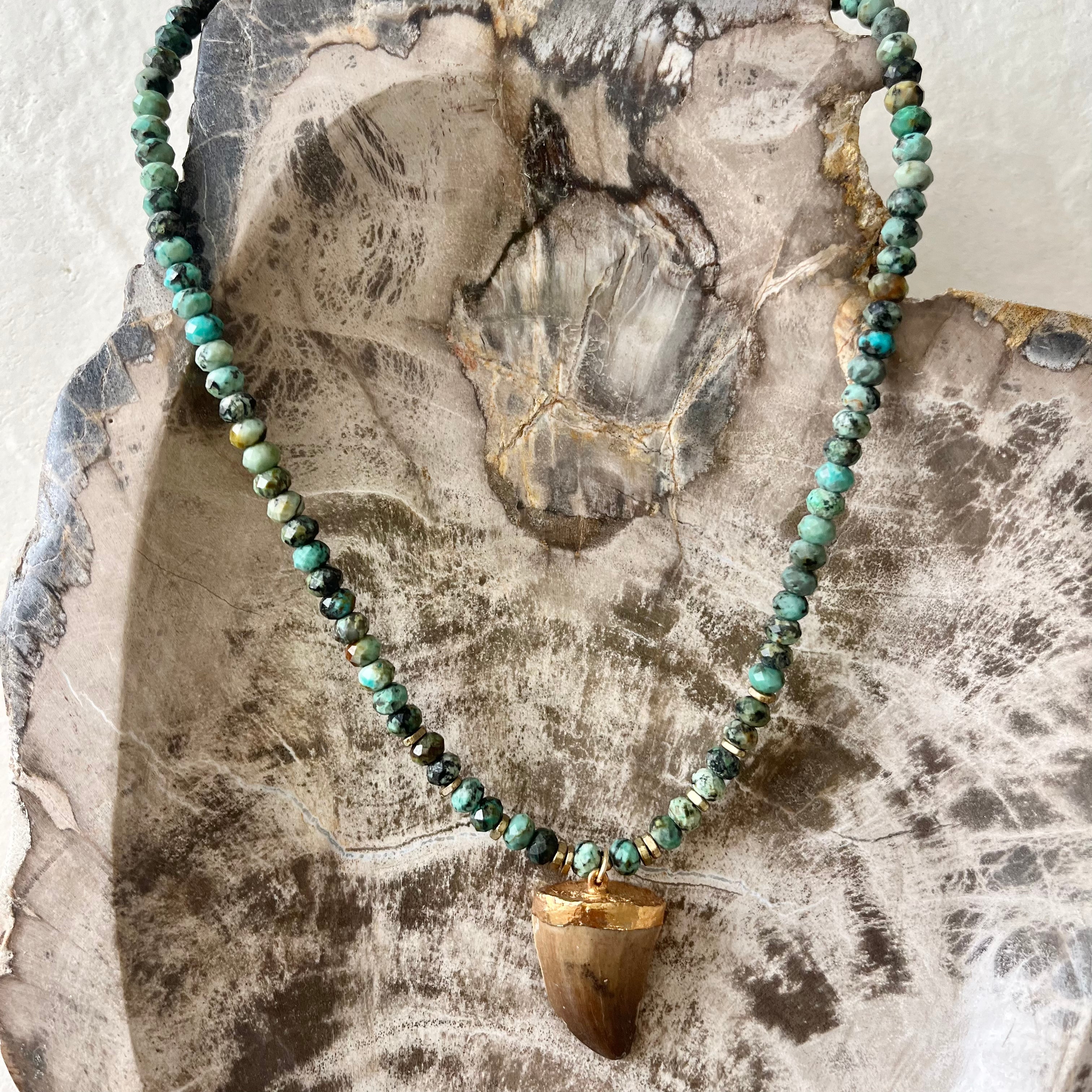 Nudo African Turquoise Horn Pendant Necklace