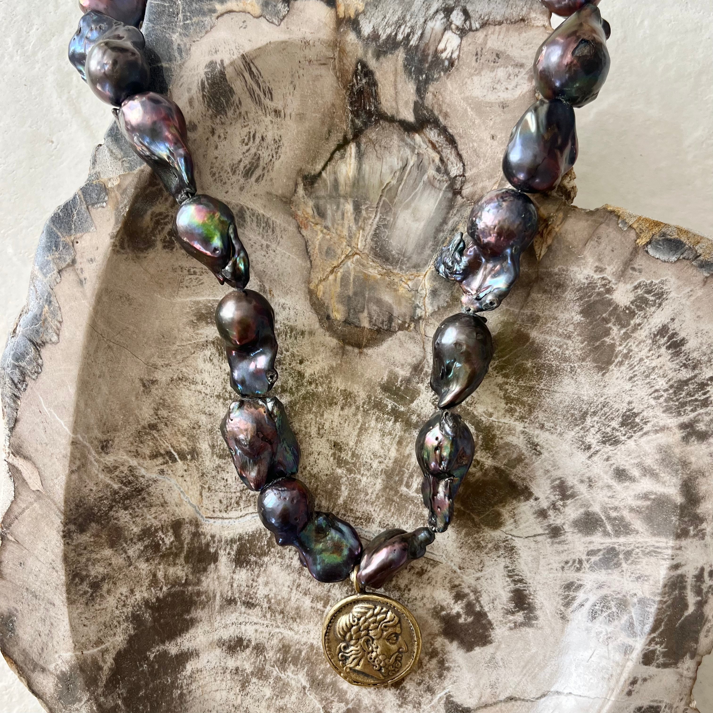 Shetan Pearl Gold Filled Coin Pendant Necklace