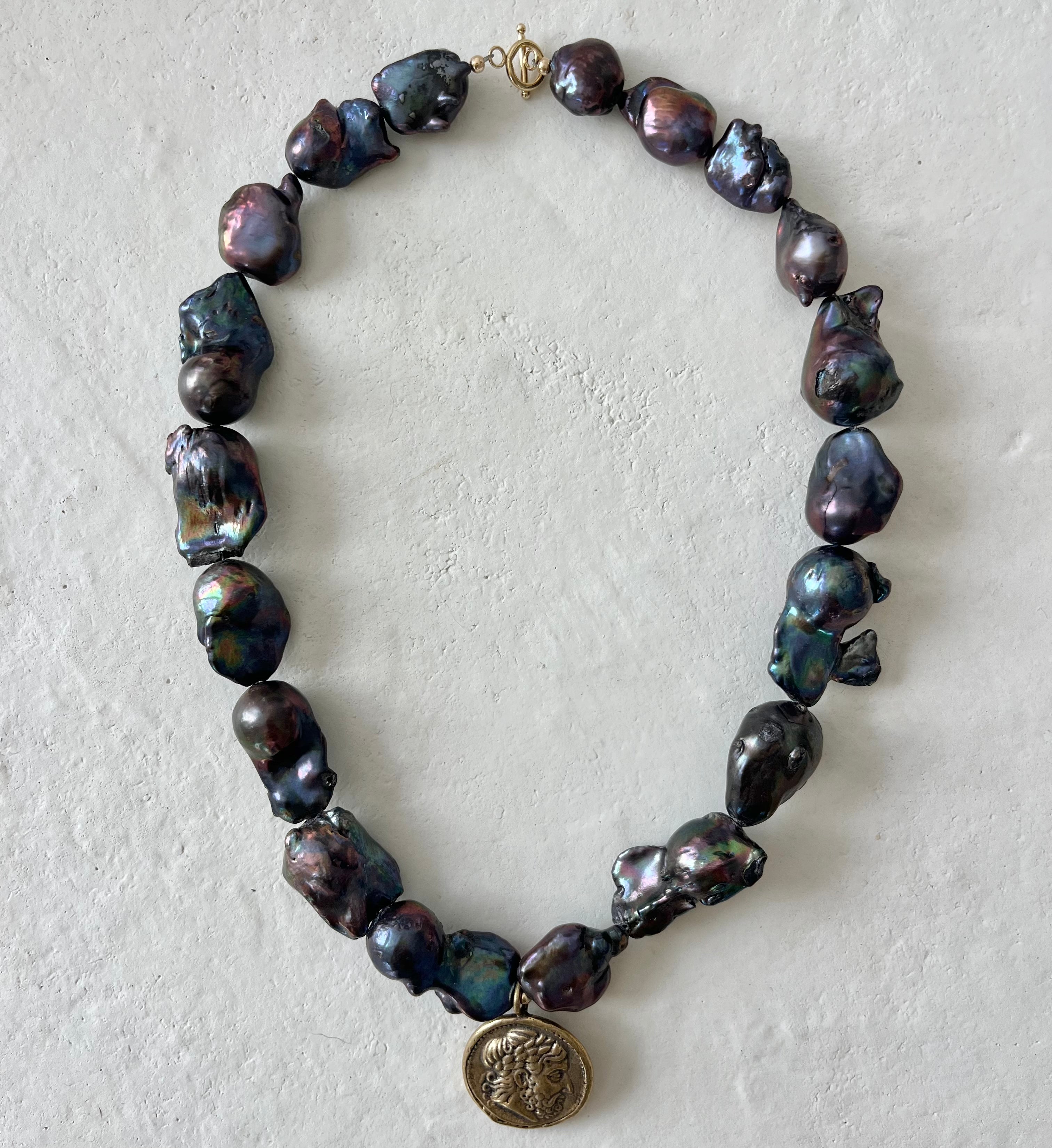 Shetan Pearl Gold Filled Coin Pendant Necklace