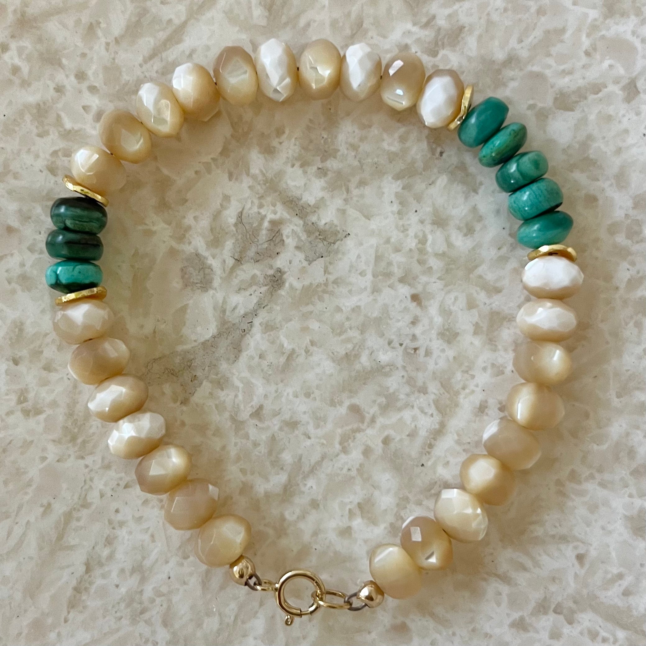 Mejer Mother of Pearl Blue Green Chryscolla Bracelet