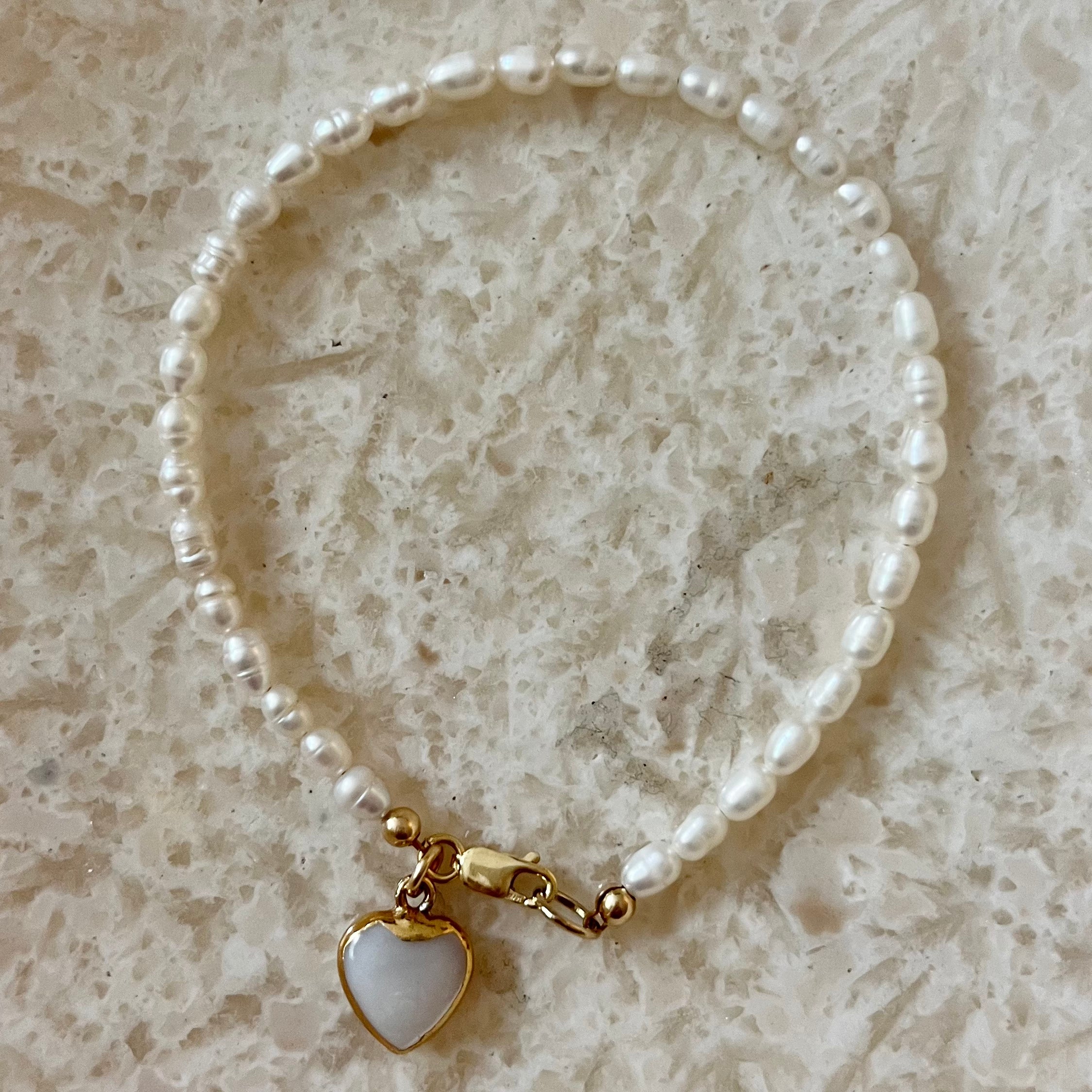 Amada Pearl Heart Charm Bracelet