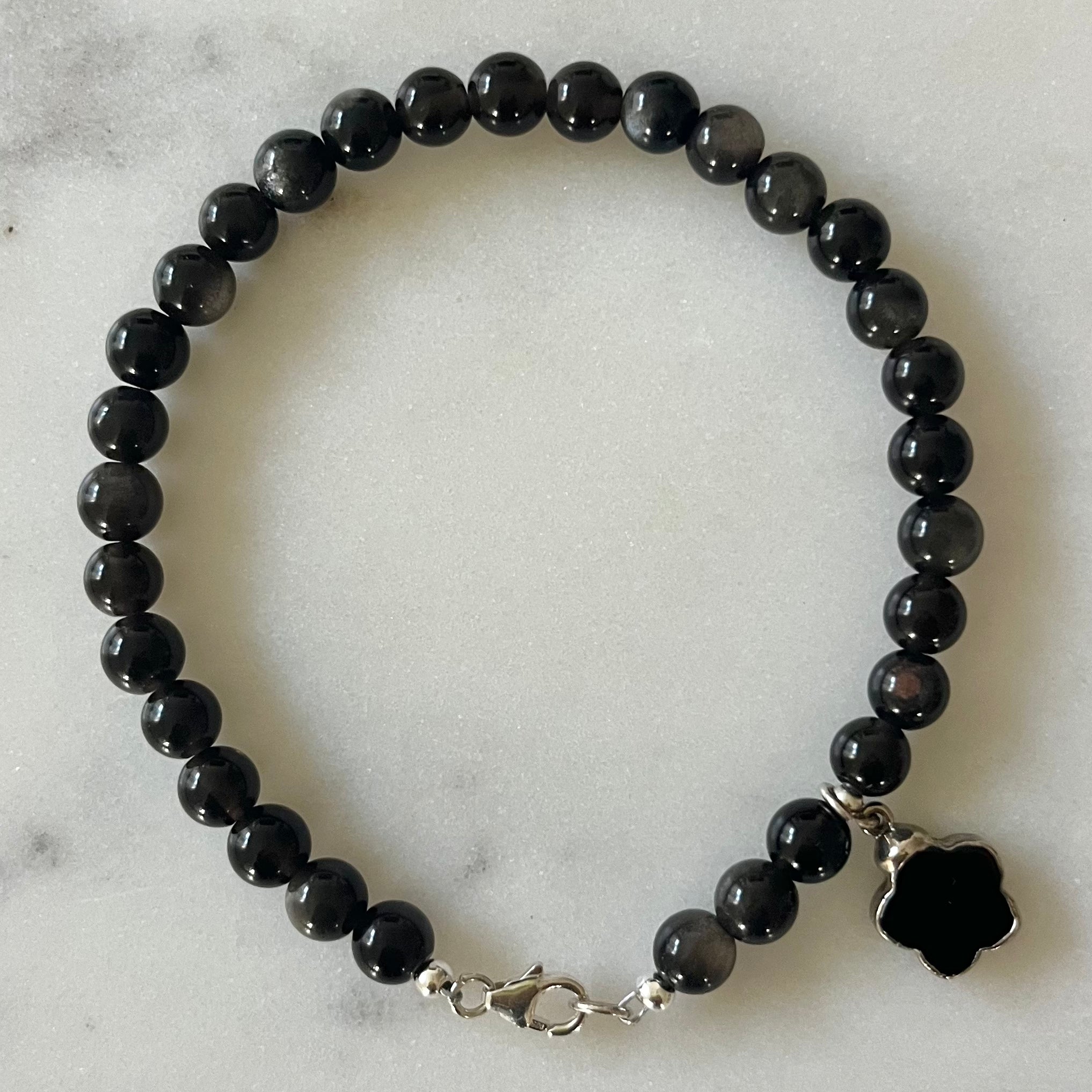 Vespa Black Onyx Clover Charm Bracelet
