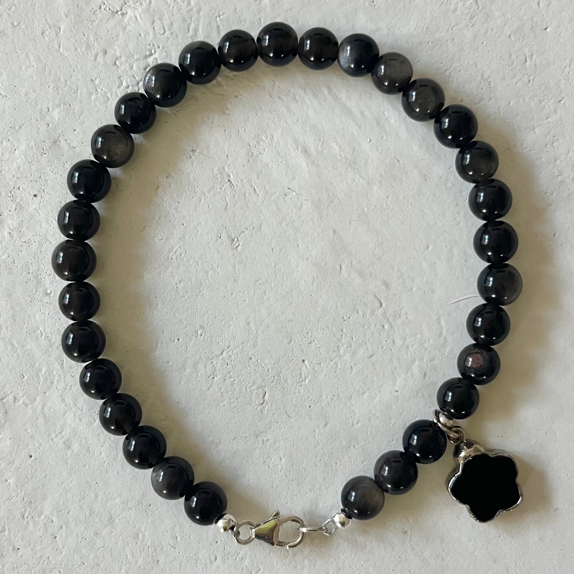 Vespa Black Onyx Clover Charm Bracelet