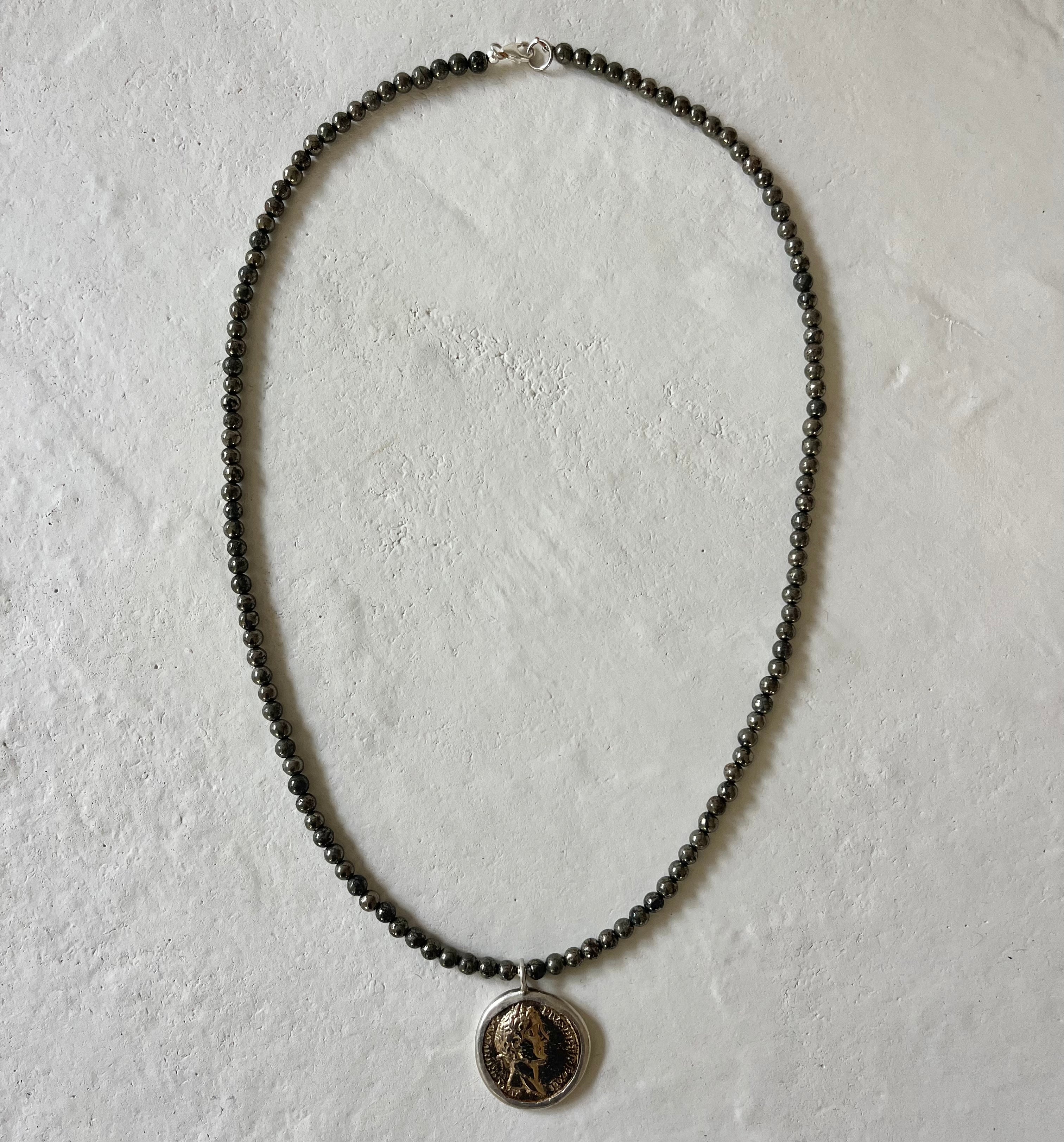 Rey Pyrite Coin Pendant Necklace