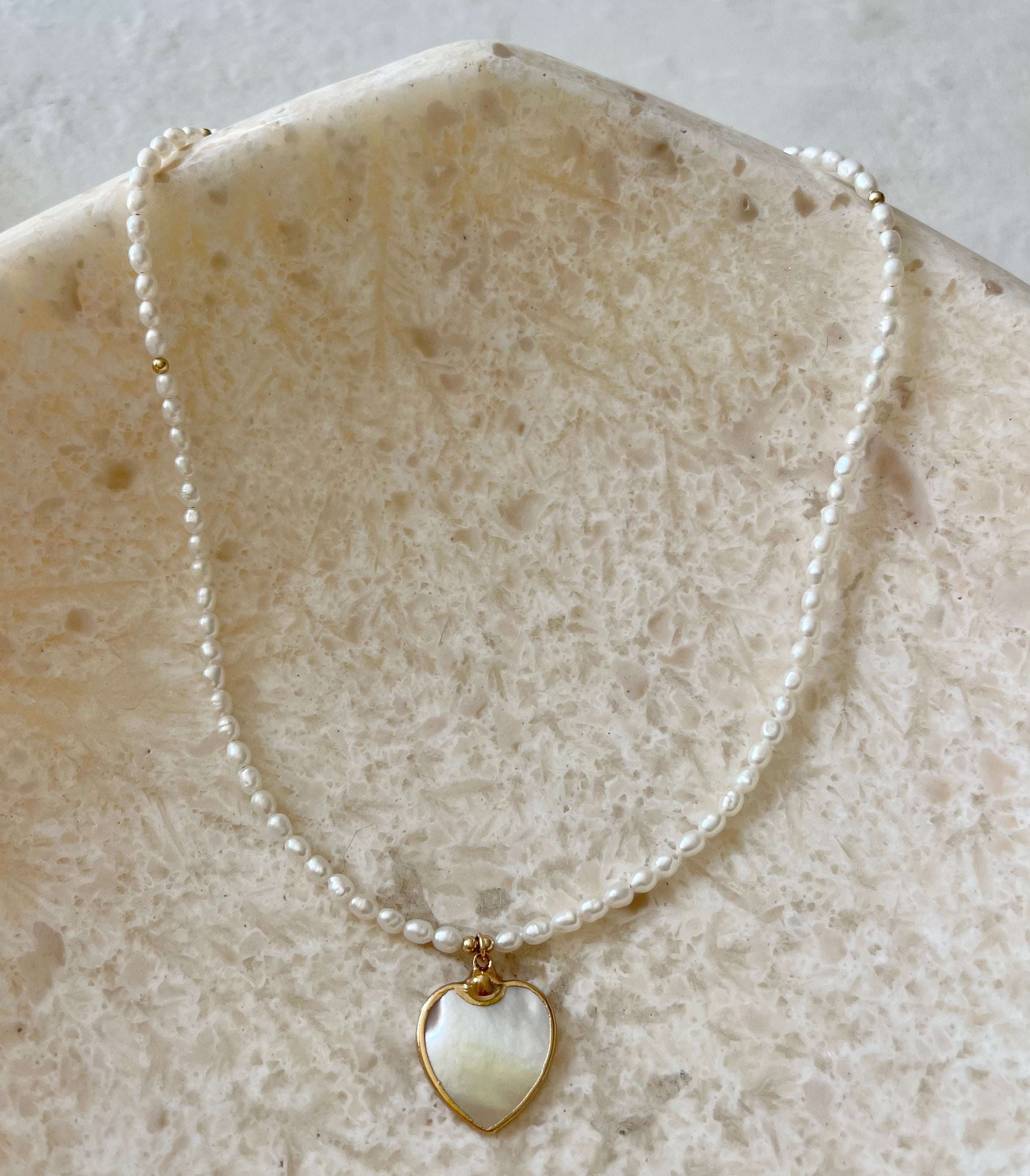 Amore Mother of Pearl Heart Pendant Necklace