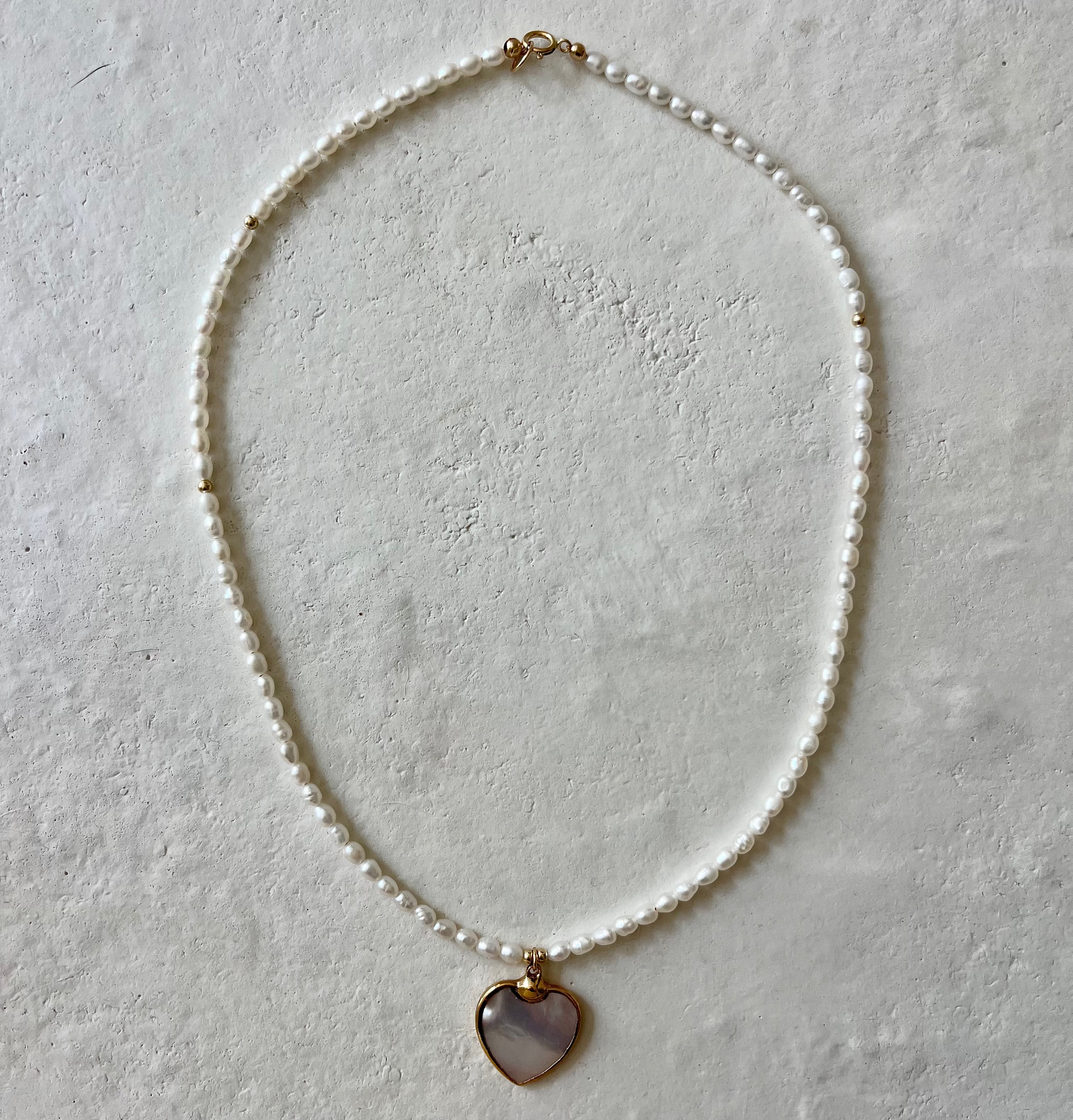 Amore Mother of Pearl Heart Pendant Necklace