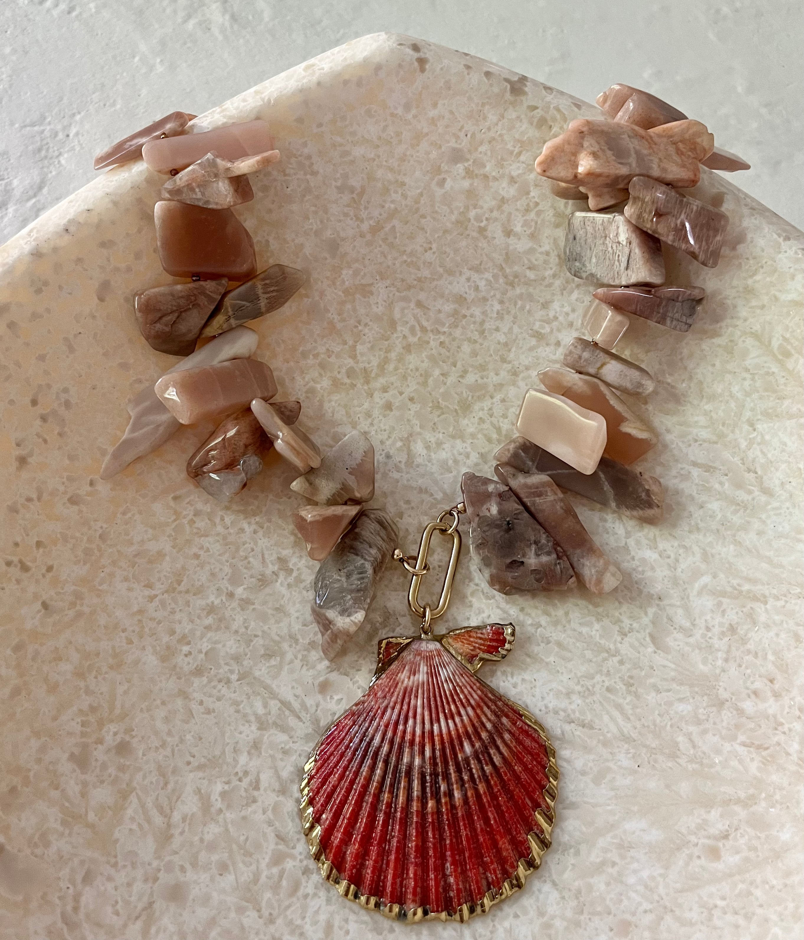 Morata Moonstone Shell Necklace