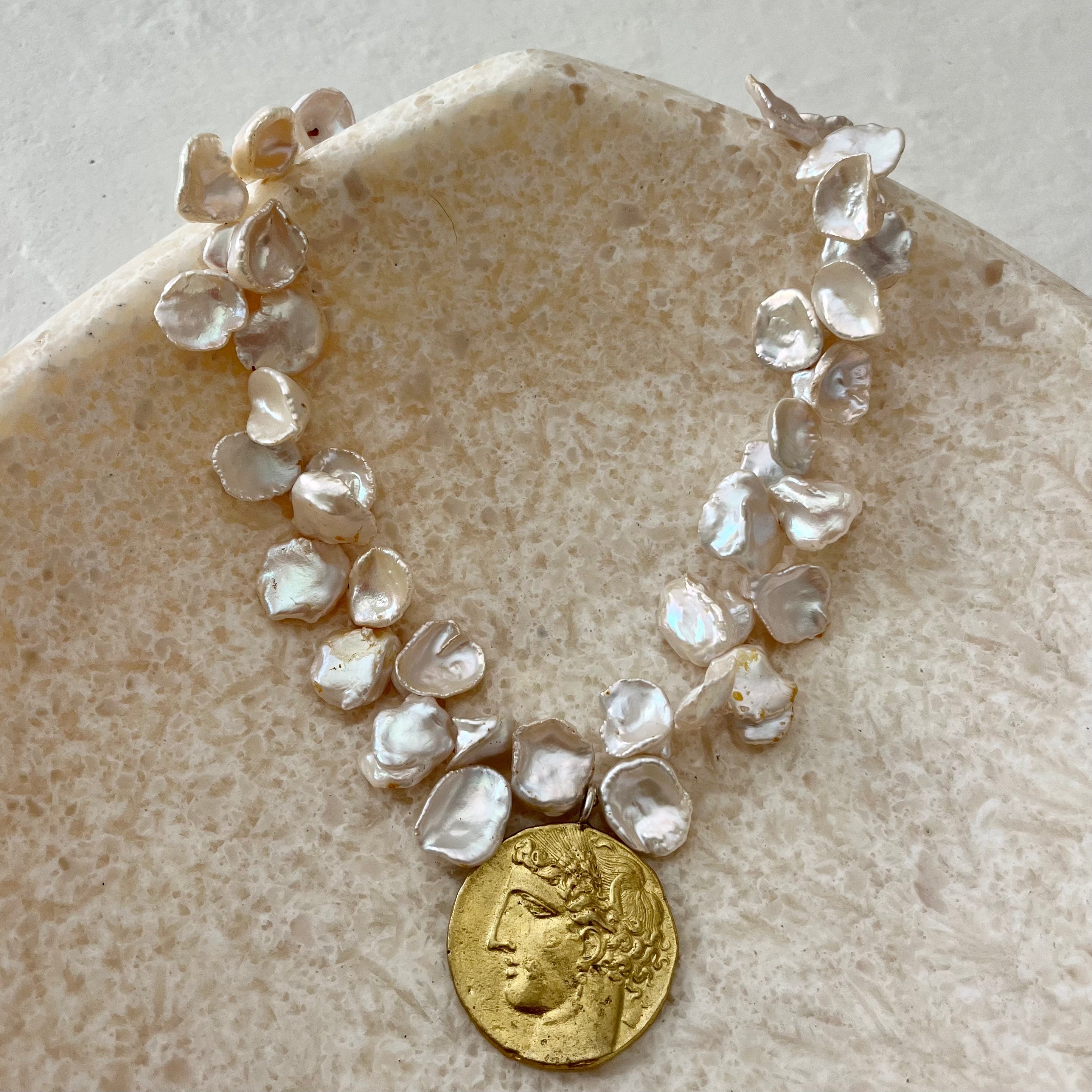 Lucinda Pearl Gold Filled Coin Pendant Necklace