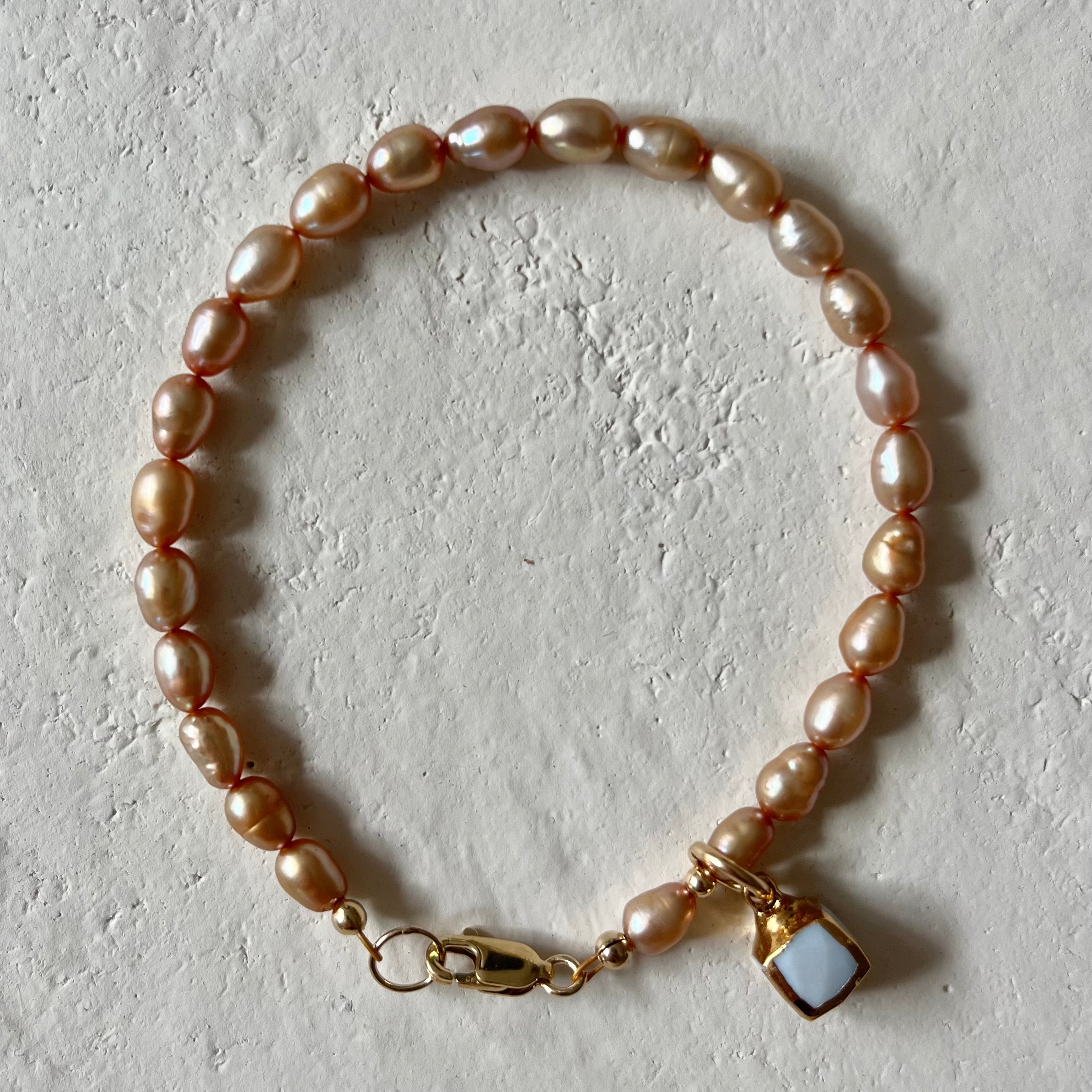 Cubo Pearl Quartz Cube Charm Bracelet