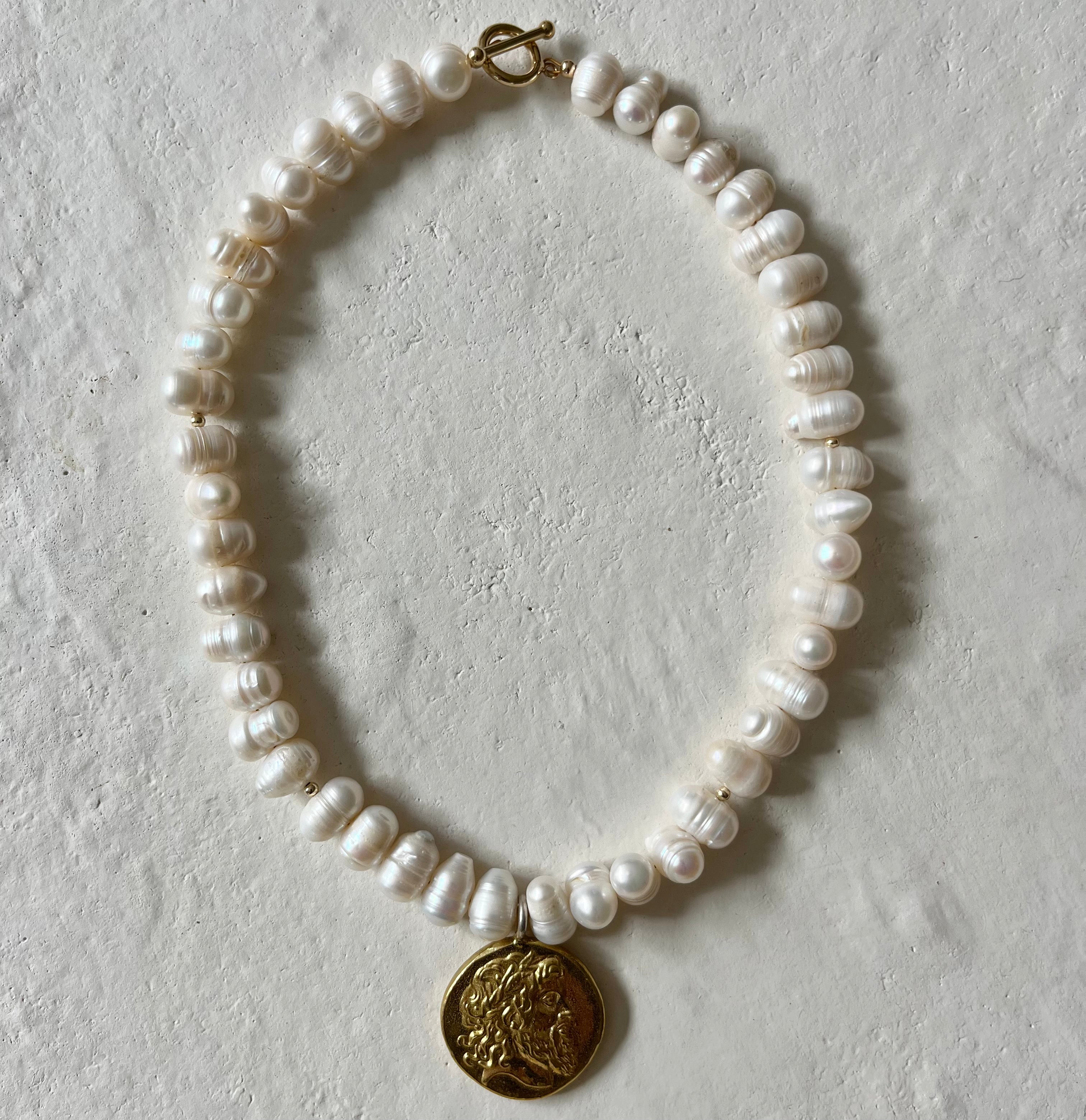 Crema Pearl Gold Filled Coin Pendant Necklace