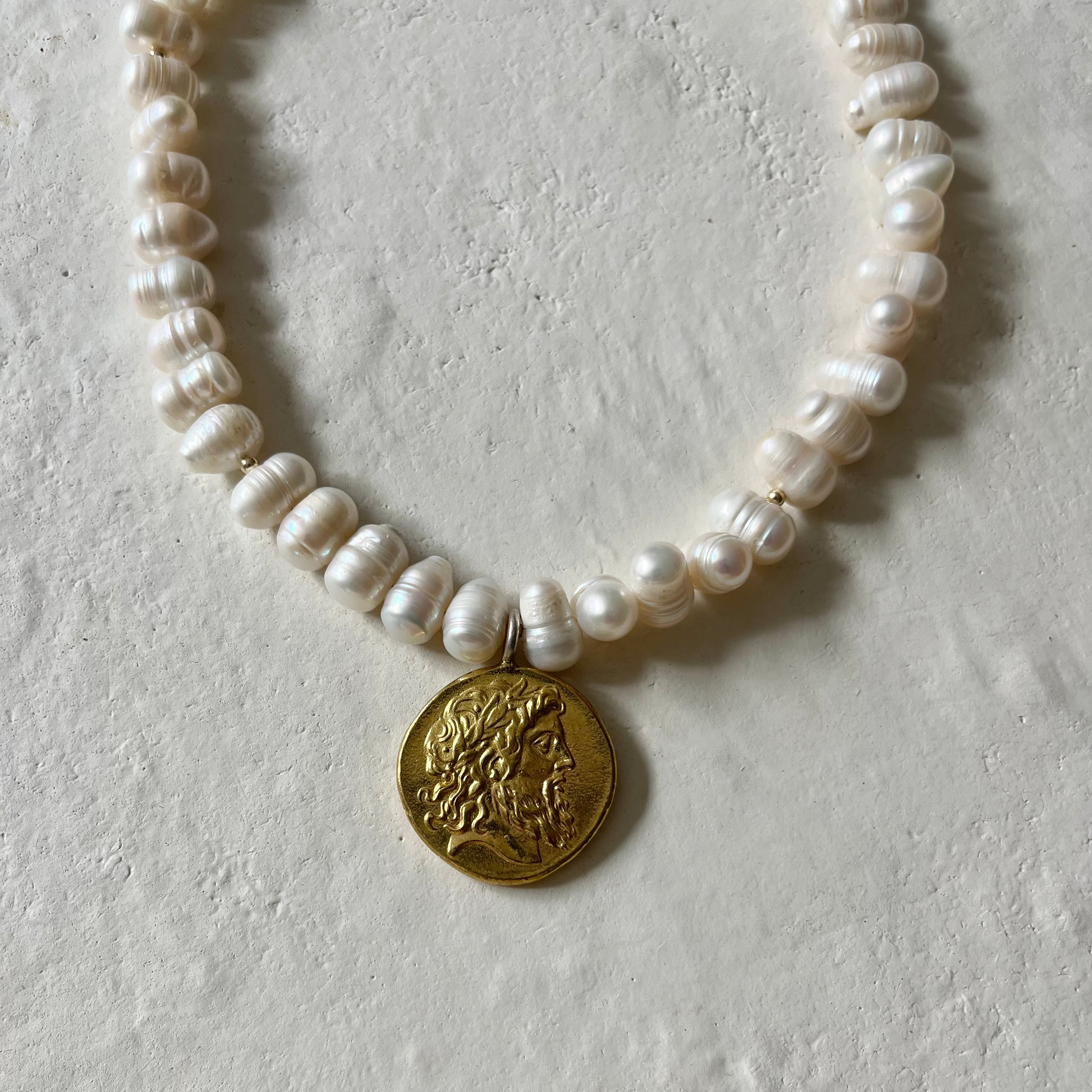 Crema Pearl Gold Filled Coin Pendant Necklace