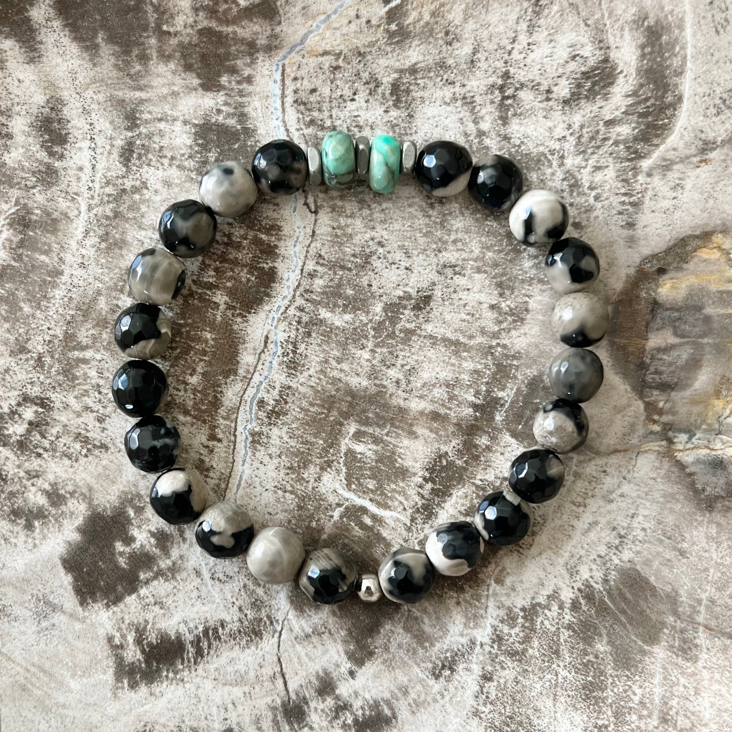 Opaco Dalmatian Jasper Turquoise Bracelet