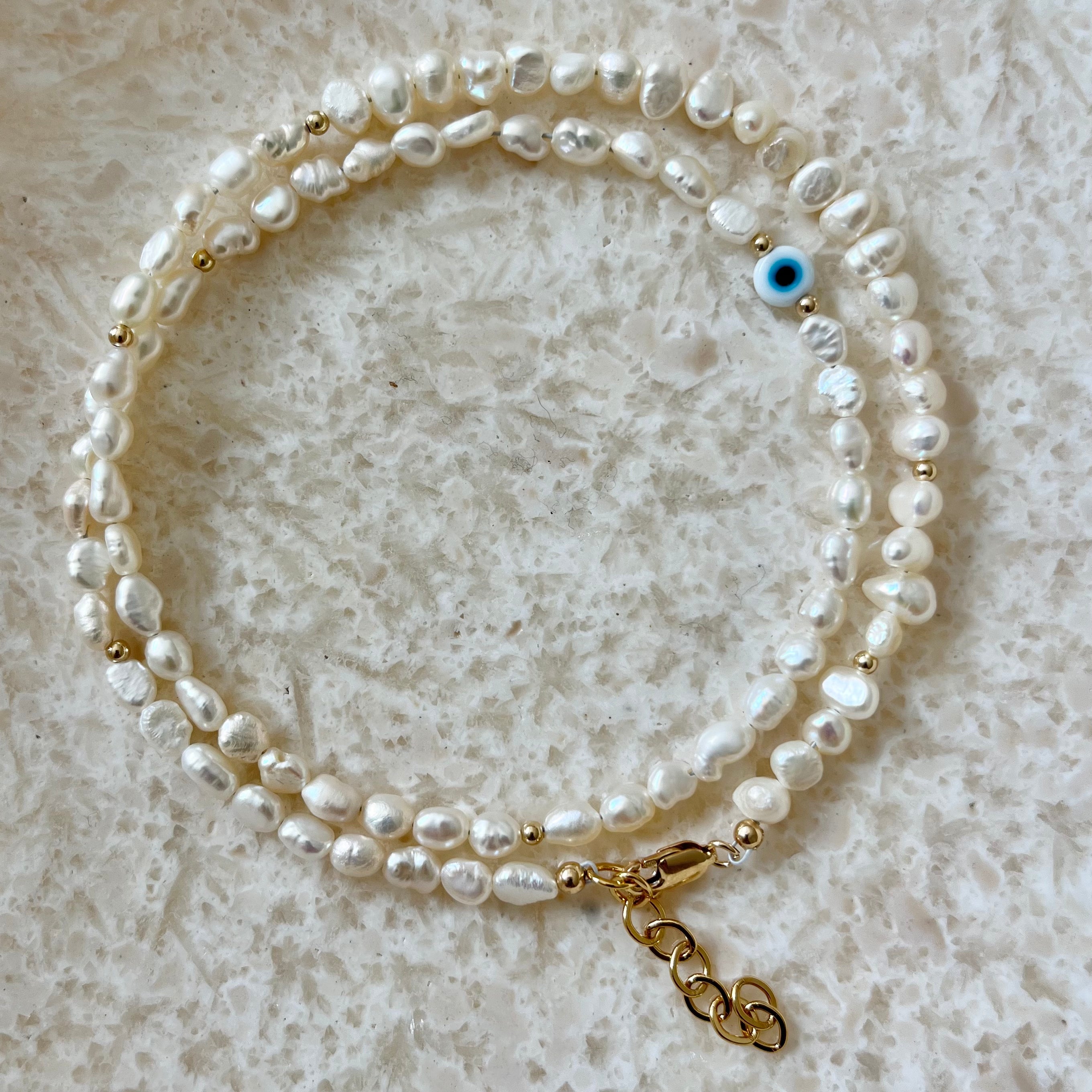 Ojito Pearl Double Wrap Anklet/Necklace