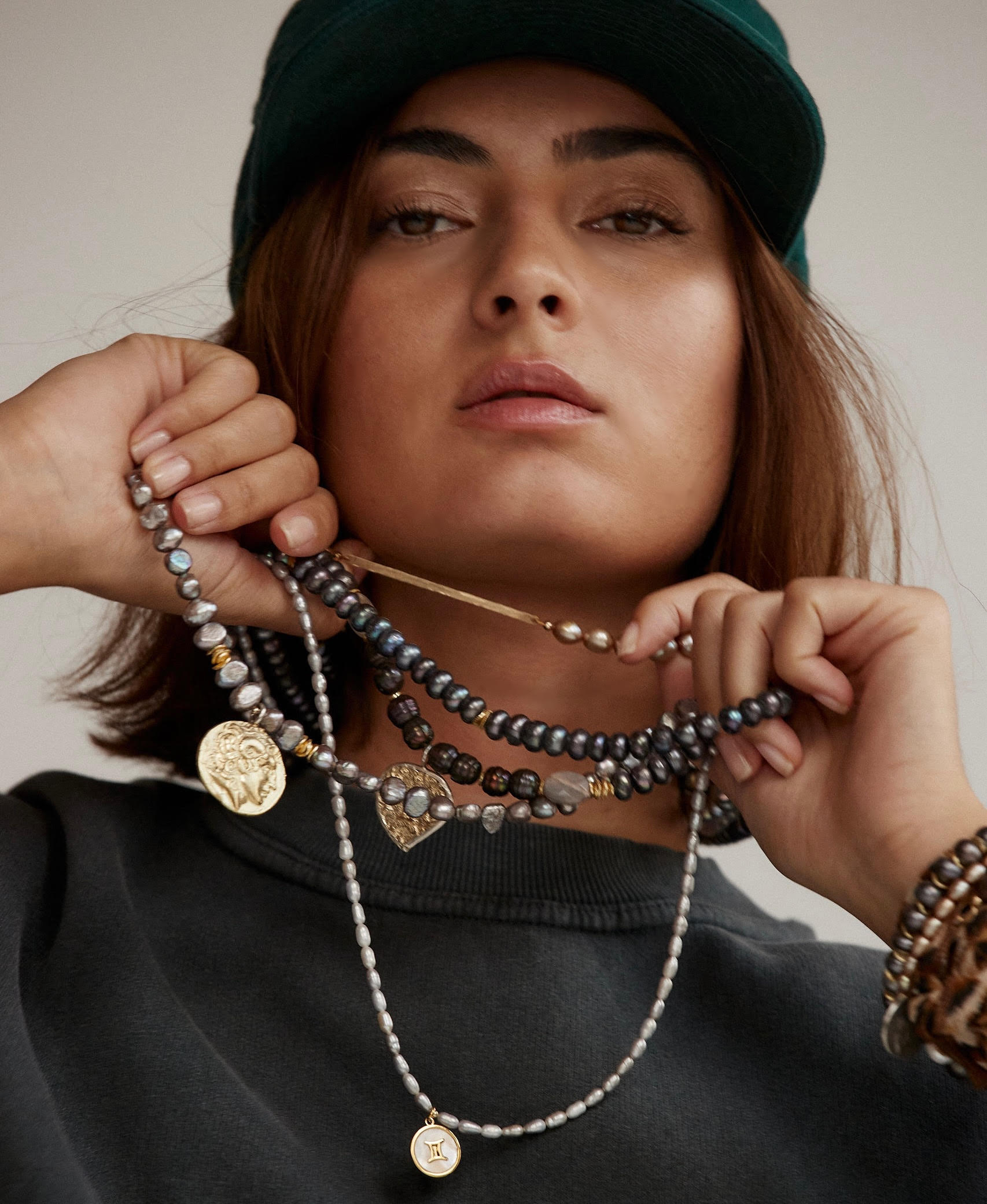 Monarca Pearl Gold Filled Coin Pendant Necklace