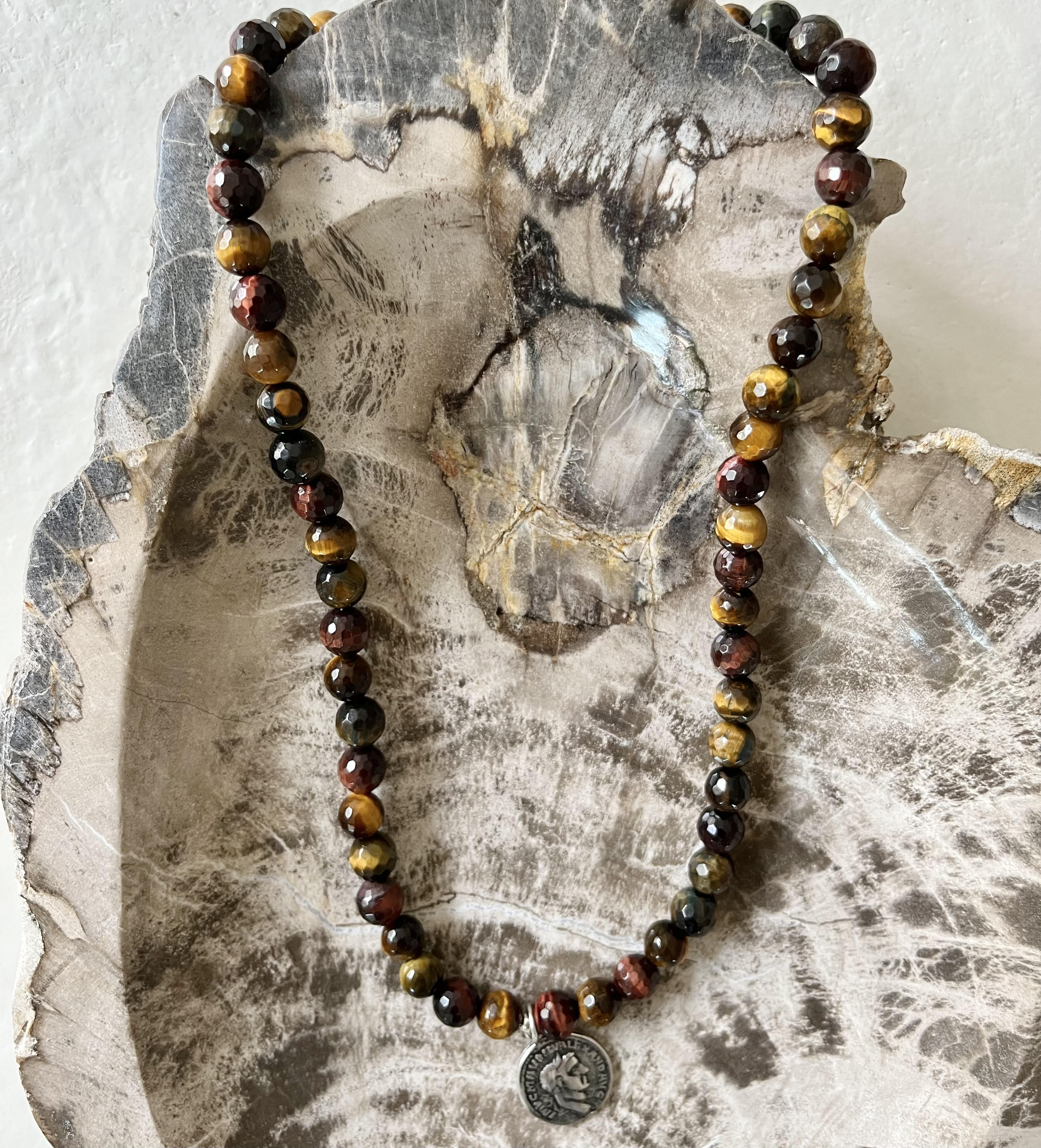 Ojai Tiger Eye Coin Pendant Necklace