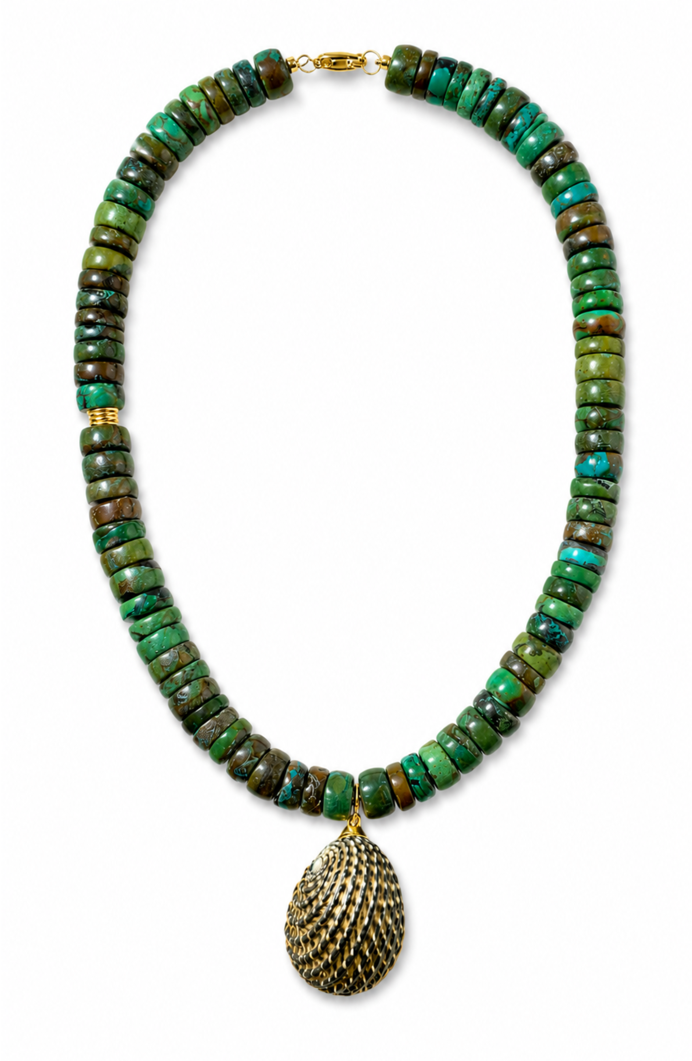 Korolli Natural Genuine Turquoise Conch Shell Necklace