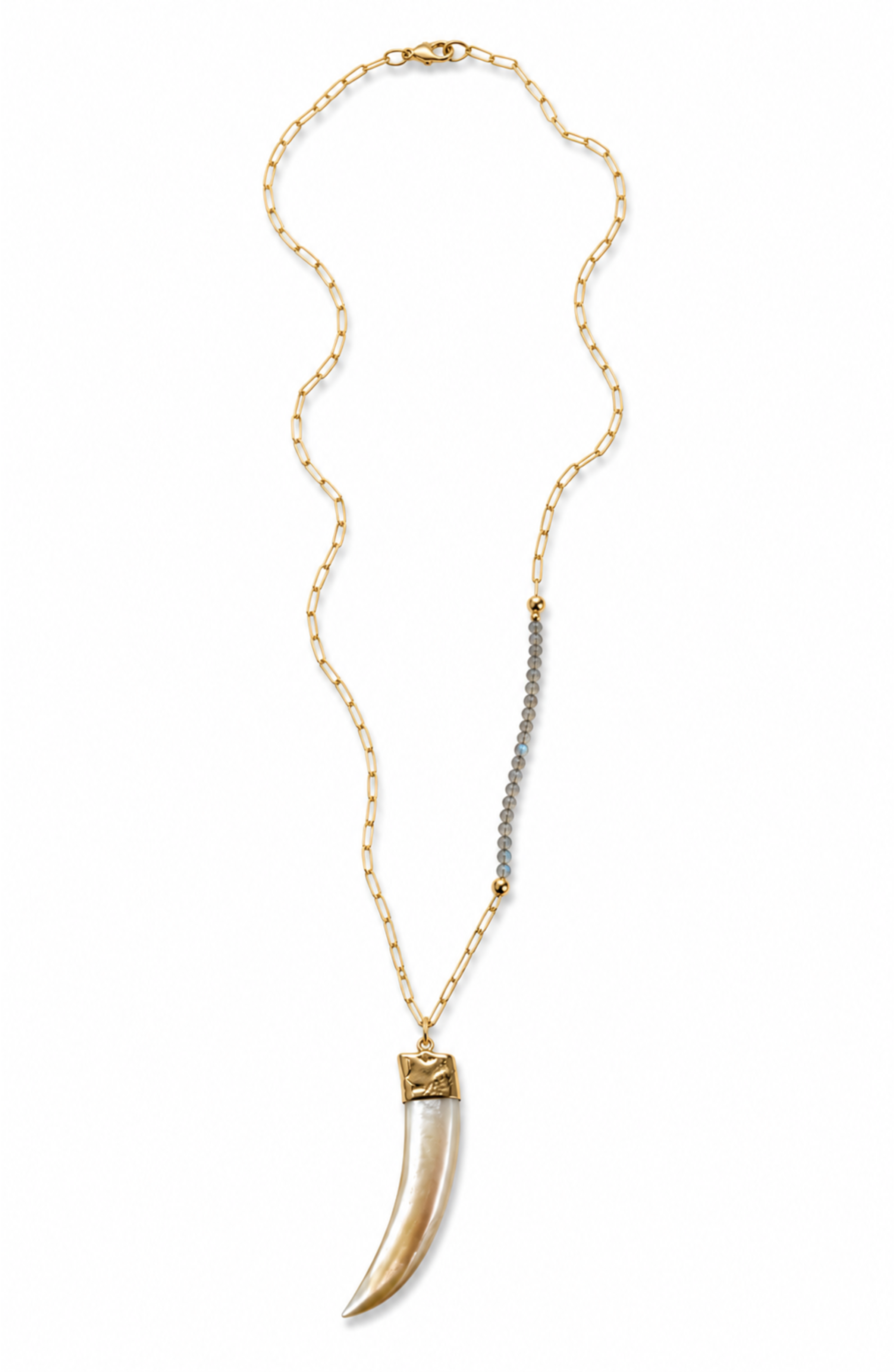 Escudo Mother of Pearl Horn Pendant Necklace