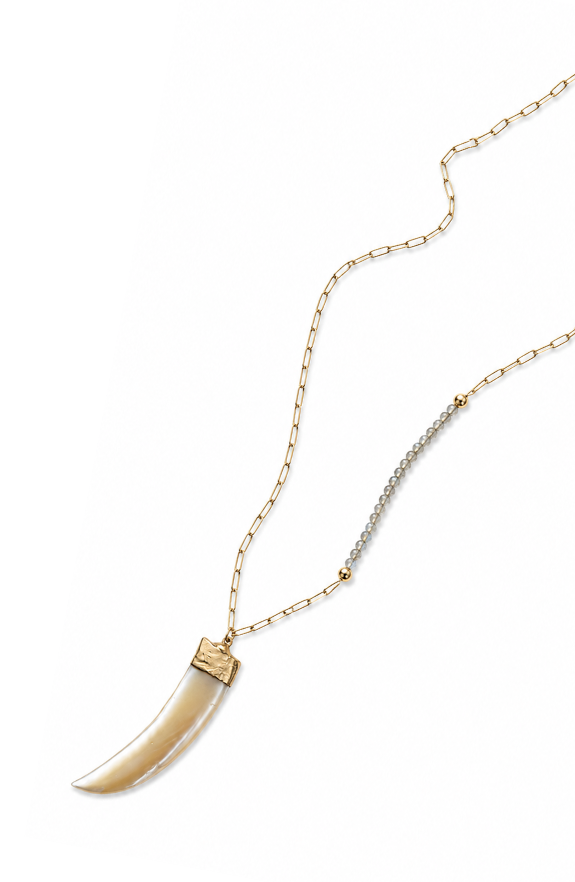 Escudo Mother of Pearl Horn Pendant Necklace
