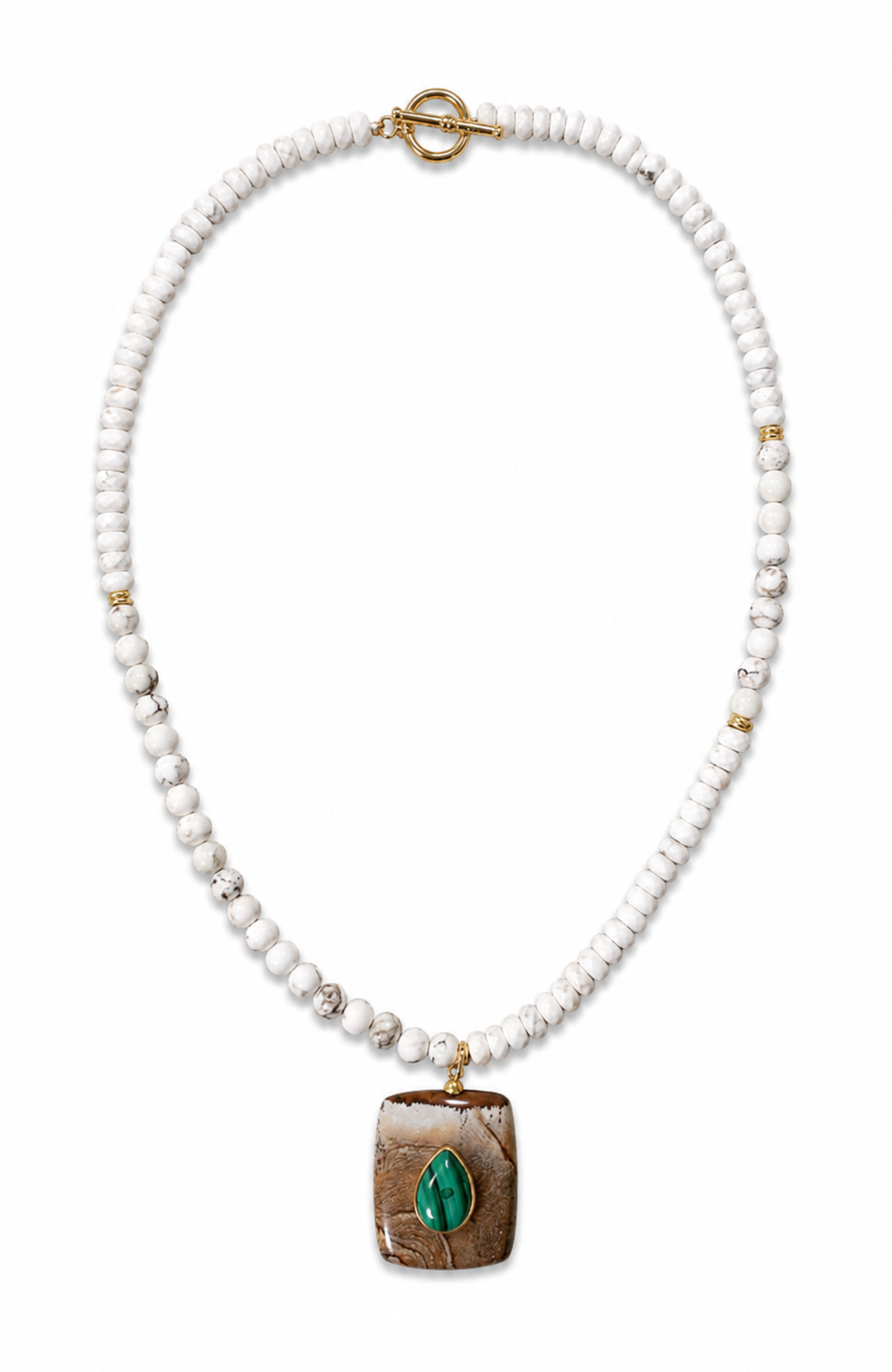 Santara White Howlite Turquoise Necklace