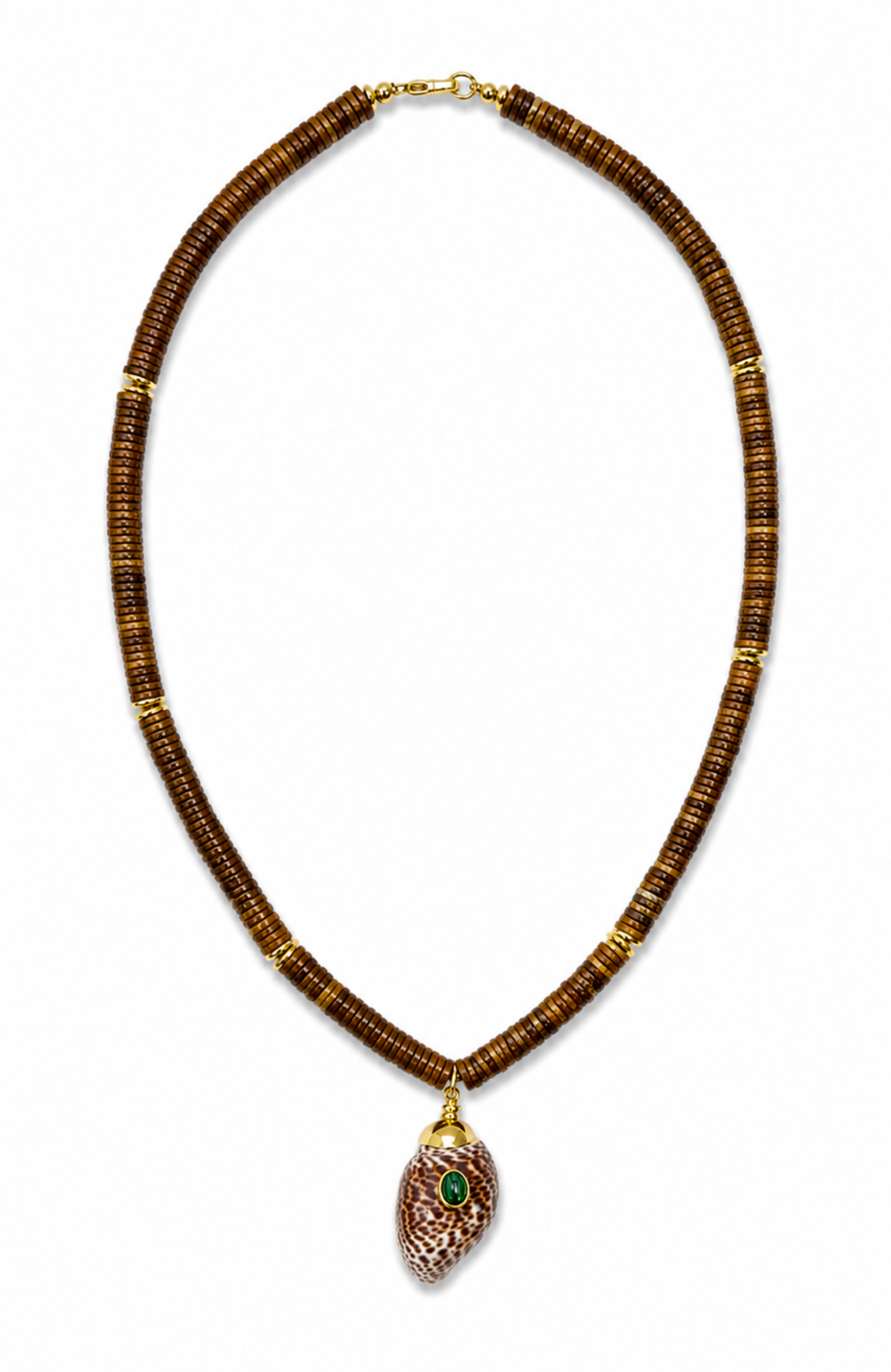 Cala Jasper Necklace with Cowrie Shell Pendant